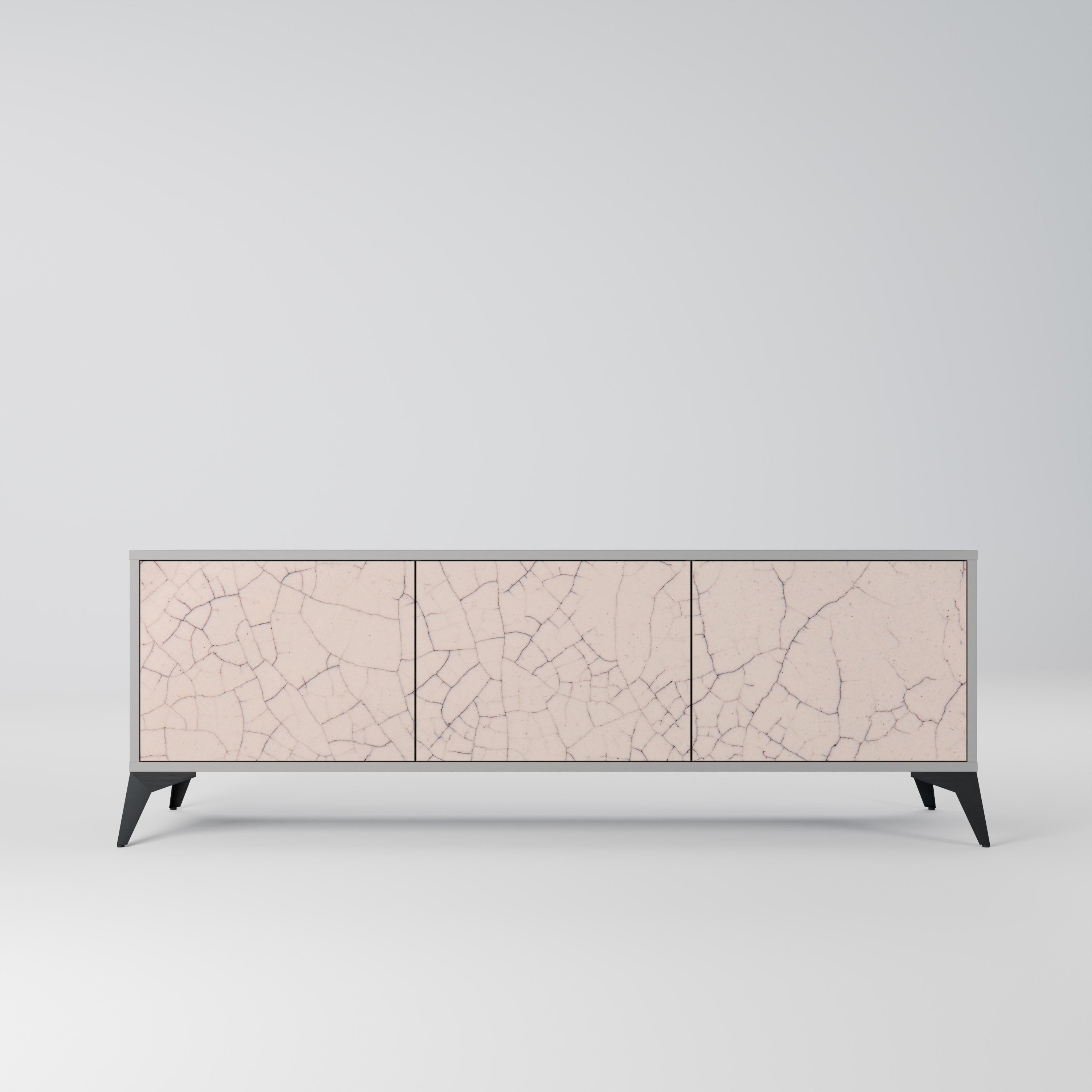 CERAMIC TEXTURE Móvel de TV com 3 Portas em Acabamento Cinzento