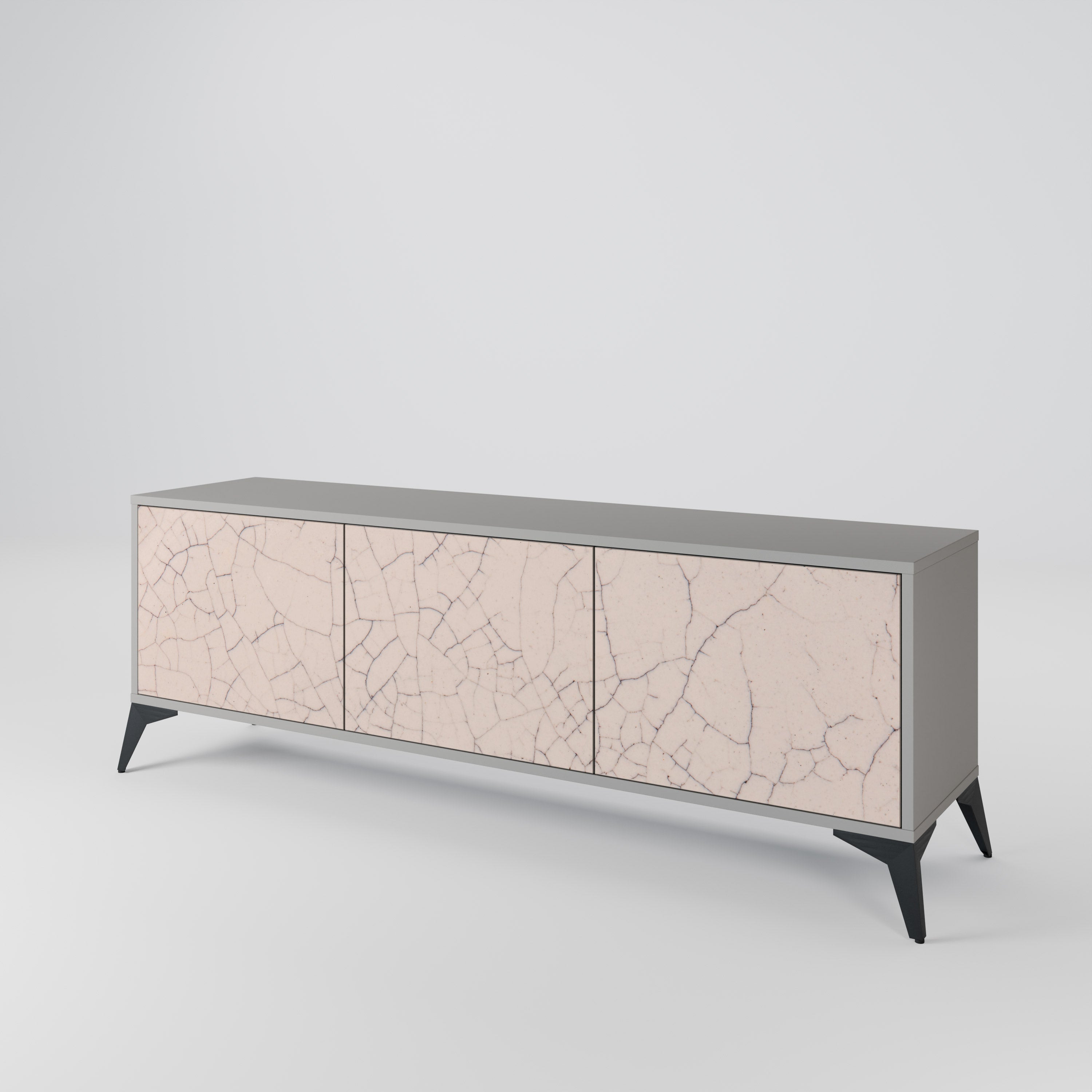 CERAMIC TEXTURE Móvel de TV com 3 Portas em Acabamento Cinzento