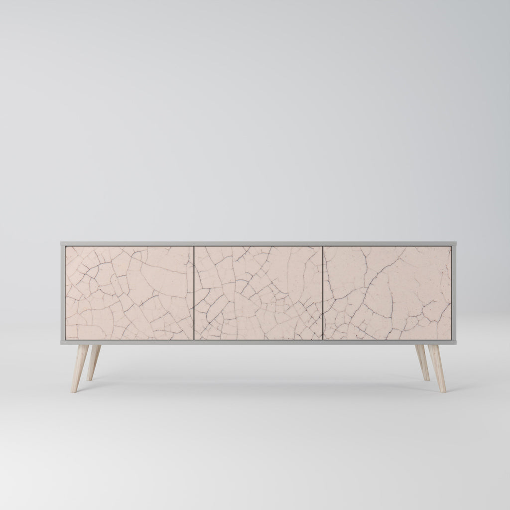 CERAMIC TEXTURE Móvel de TV com 3 Portas em Acabamento Cinzento