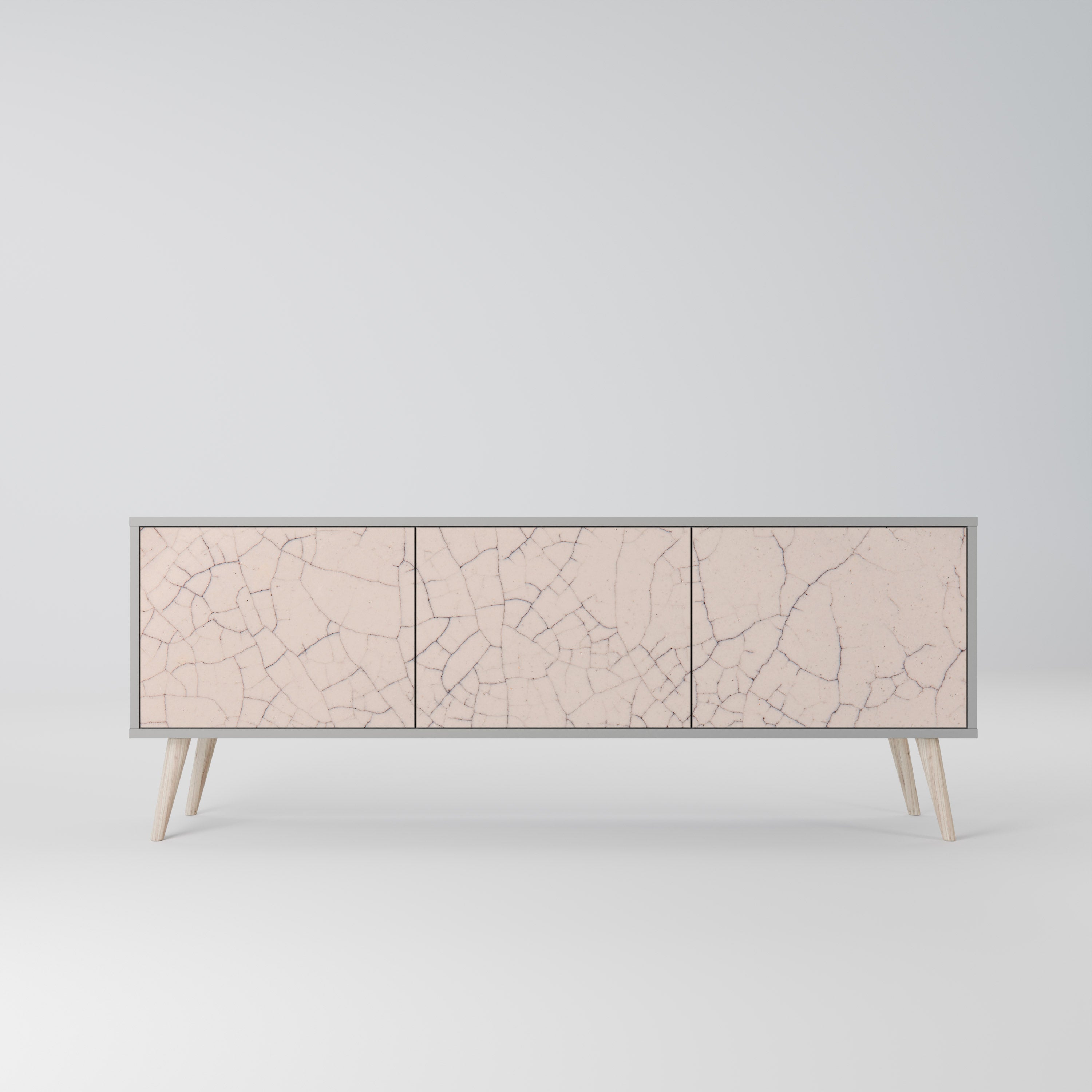 CERAMIC TEXTURE Móvel de TV com 3 Portas em Acabamento Cinzento