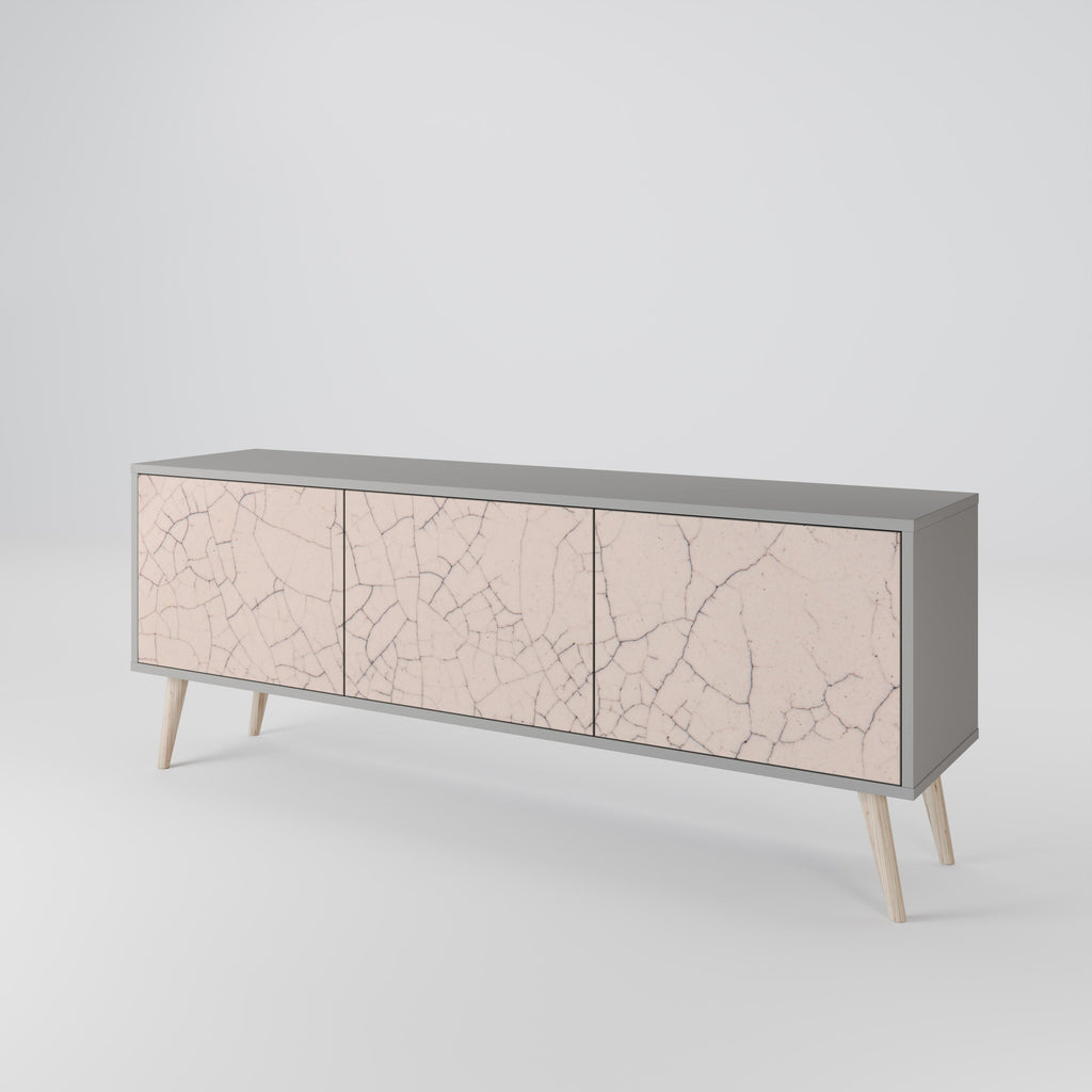 CERAMIC TEXTURE Móvel de TV com 3 Portas em Acabamento Cinzento