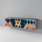 CRACKED ILLUSION Móvel de TV com 3 Portas em Acabamento Cinzento