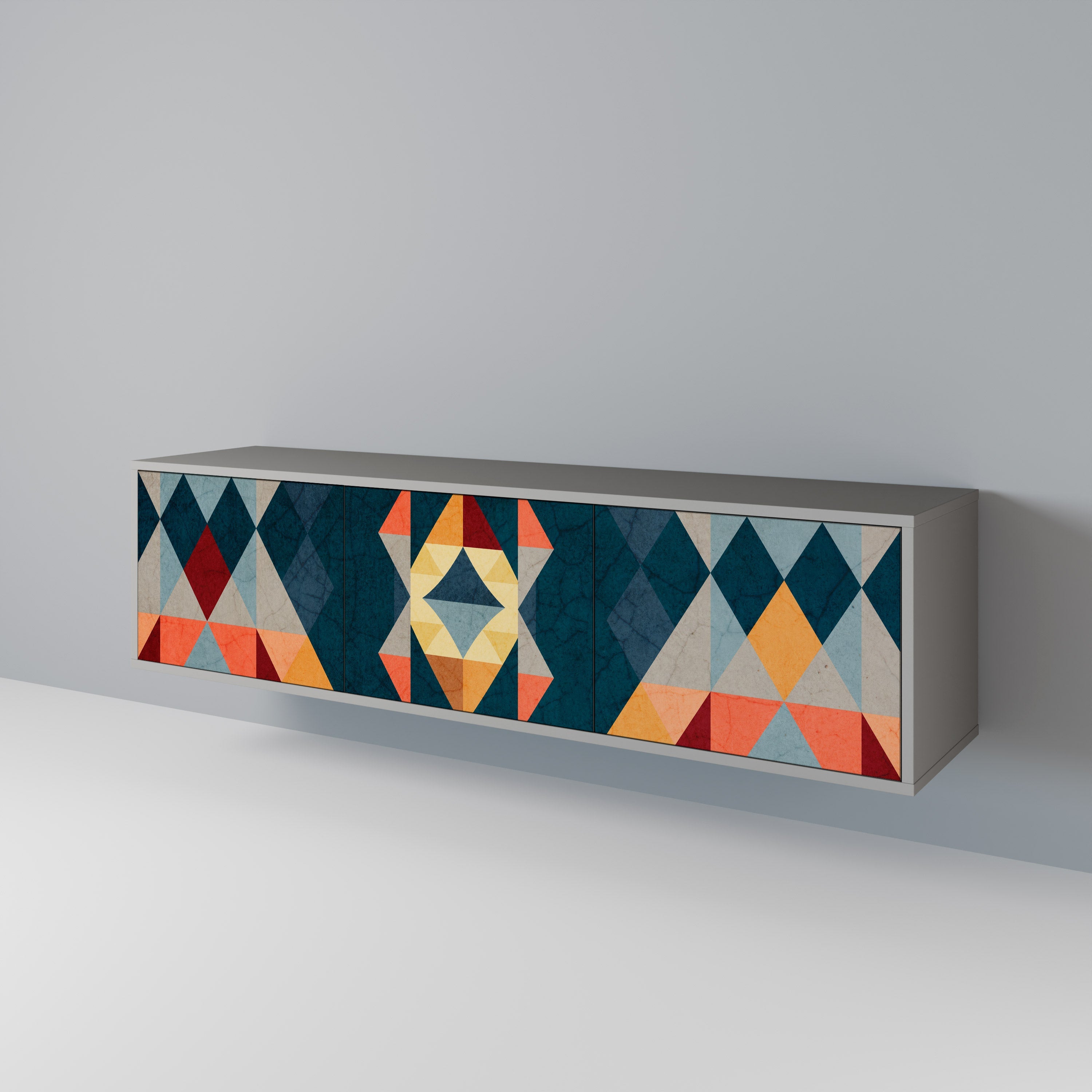 CRACKED ILLUSION Móvel de TV com 3 Portas em Acabamento Cinzento