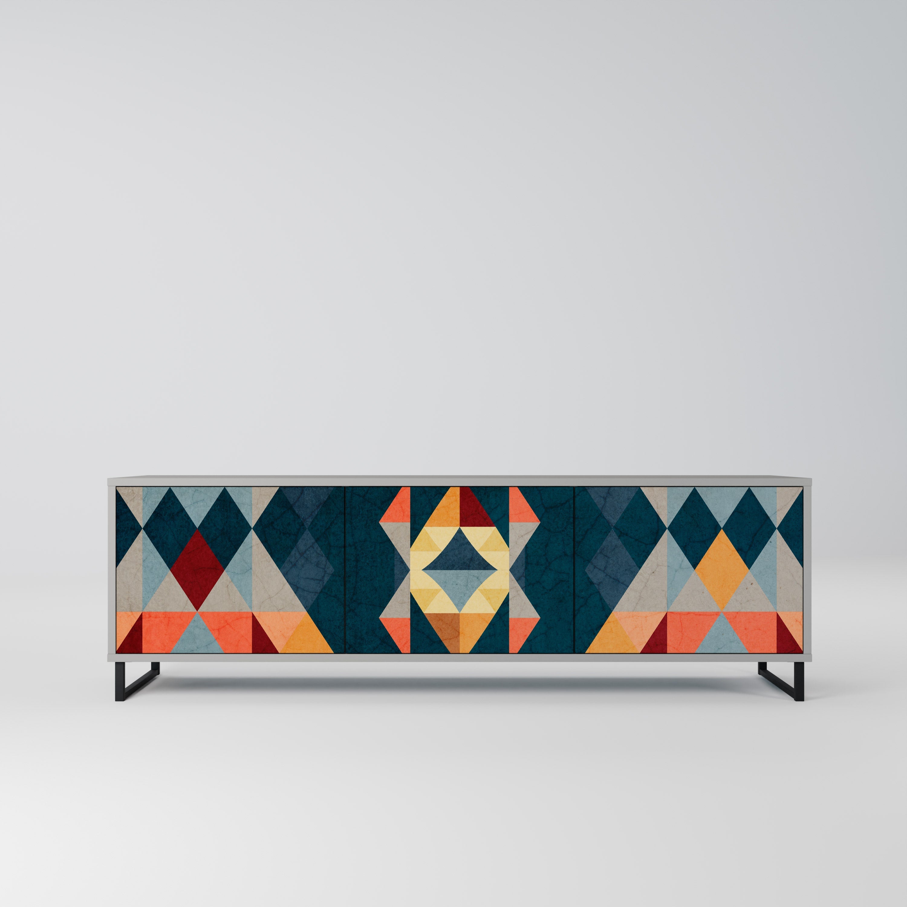 CRACKED ILLUSION Móvel de TV com 3 Portas em Acabamento Cinzento