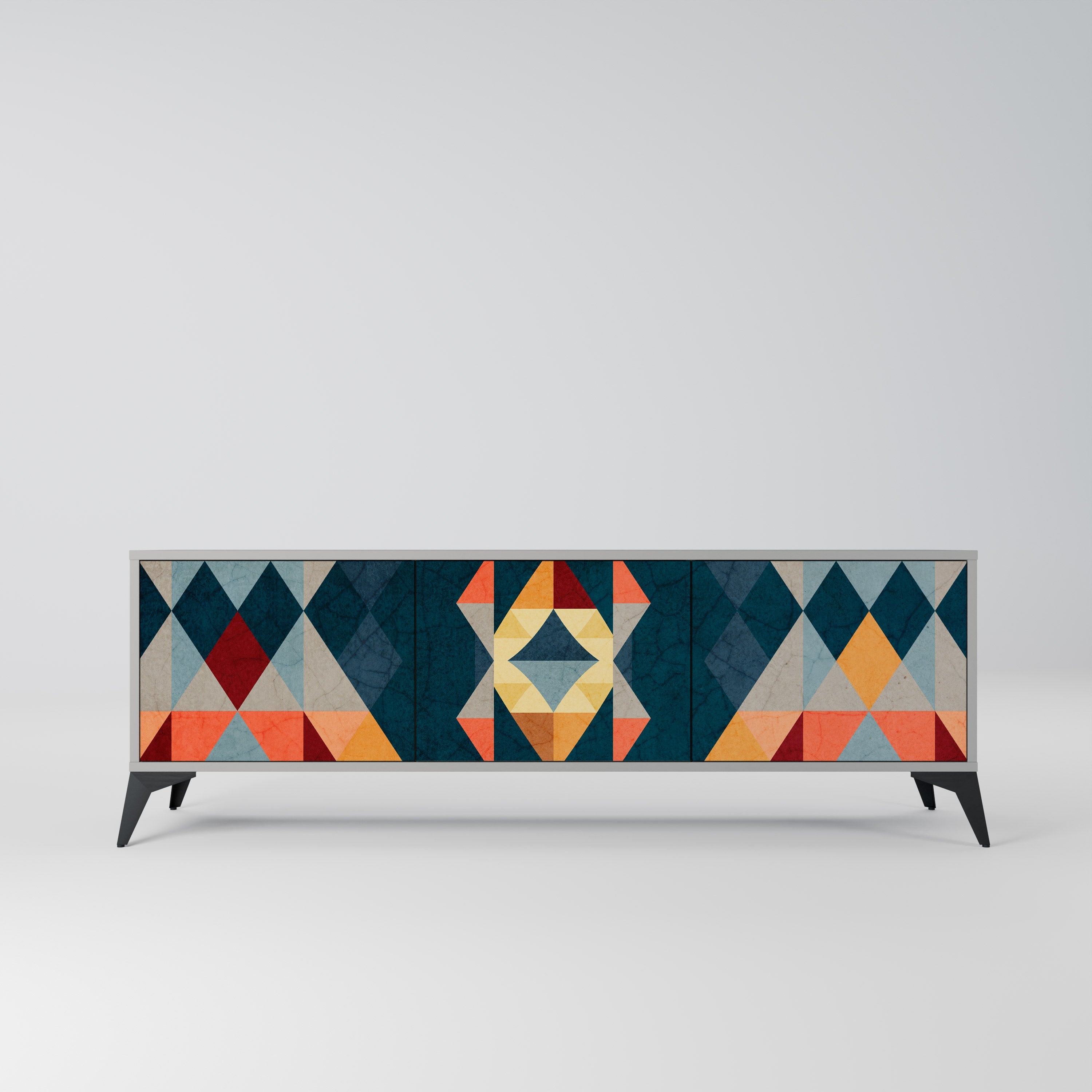 CRACKED ILLUSION Móvel de TV com 3 Portas em Acabamento Cinzento