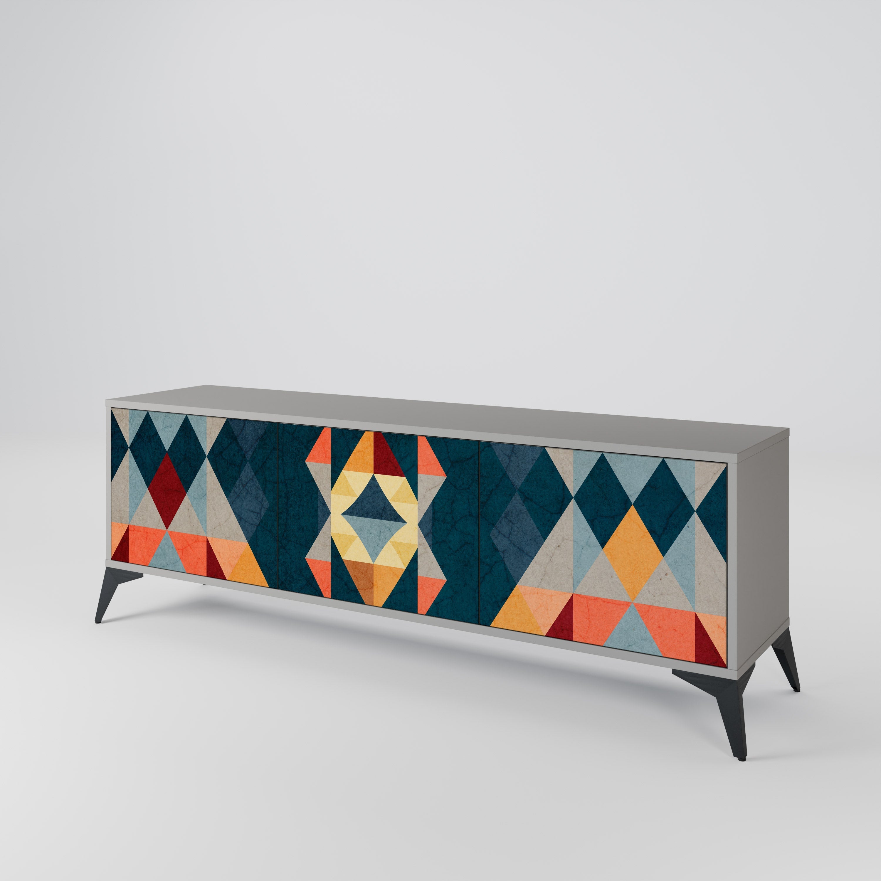 CRACKED ILLUSION Móvel de TV com 3 Portas em Acabamento Cinzento