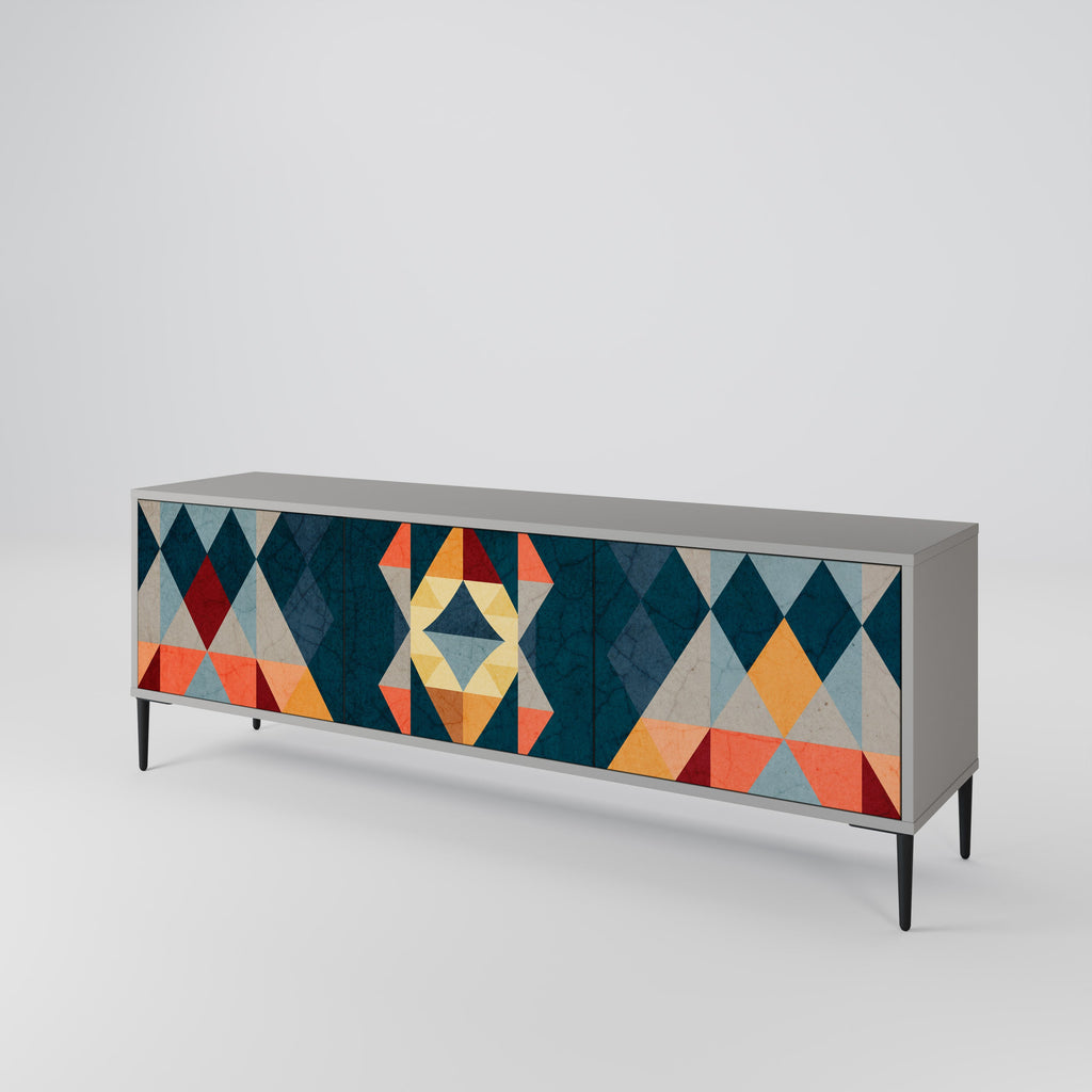 CRACKED ILLUSION Móvel de TV com 3 Portas em Acabamento Cinzento