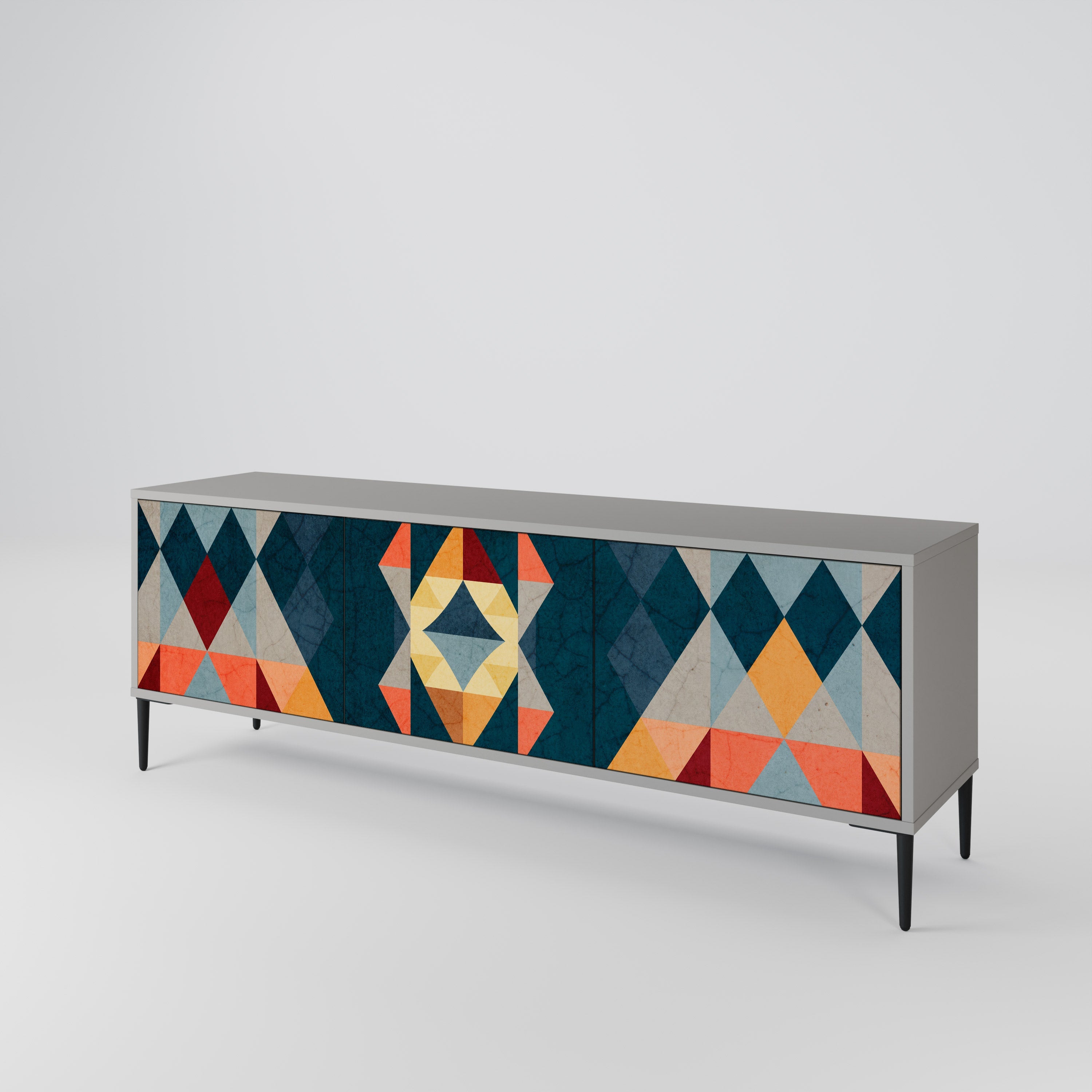 CRACKED ILLUSION Móvel de TV com 3 Portas em Acabamento Cinzento