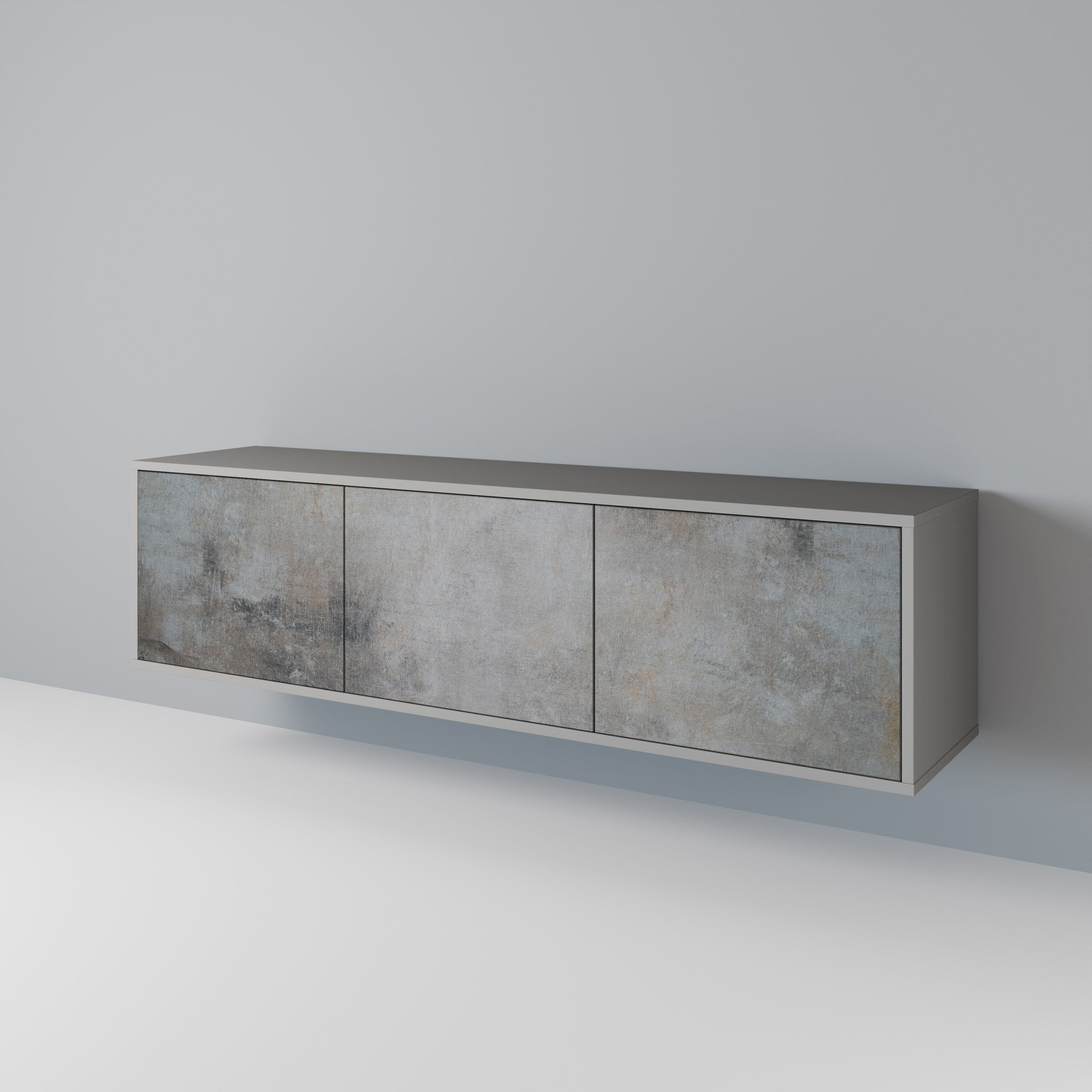 CONCRETE WALL Móvel de TV com 3 Portas em Acabamento Cinzento
