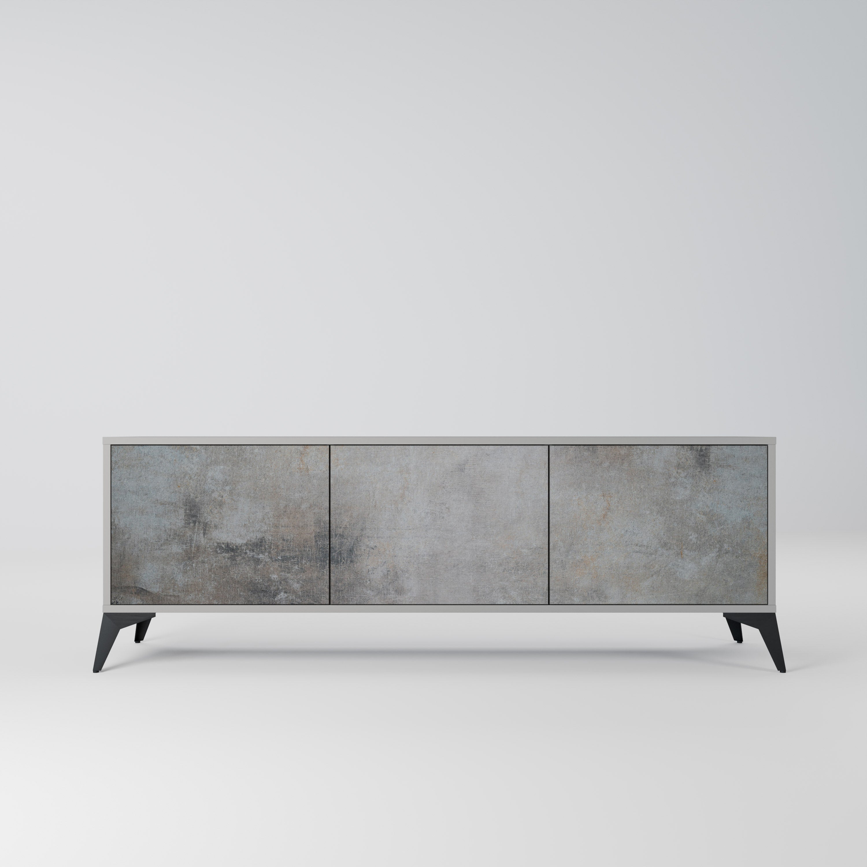 CONCRETE WALL Móvel de TV com 3 Portas em Acabamento Cinzento
