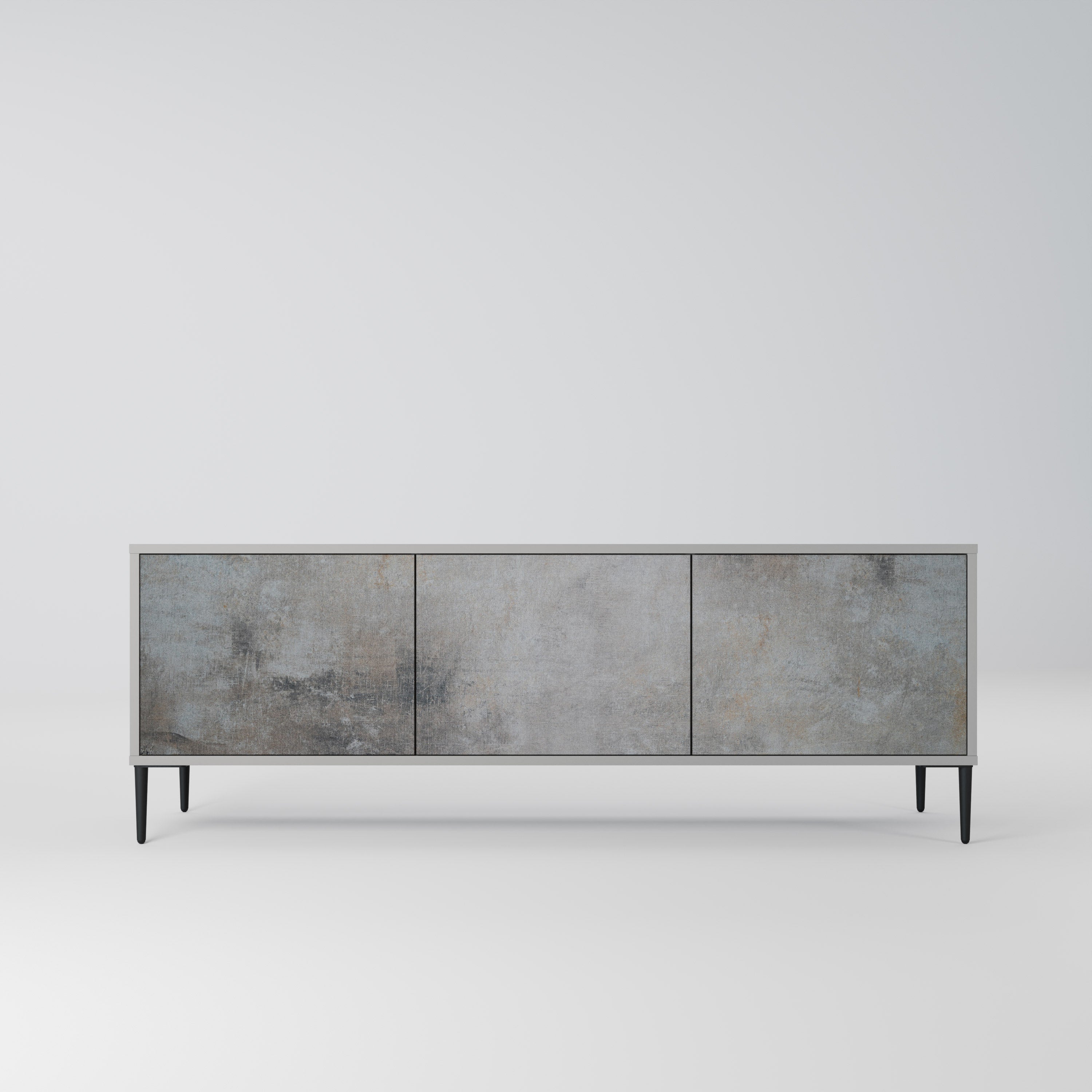 CONCRETE WALL Móvel de TV com 3 Portas em Acabamento Cinzento