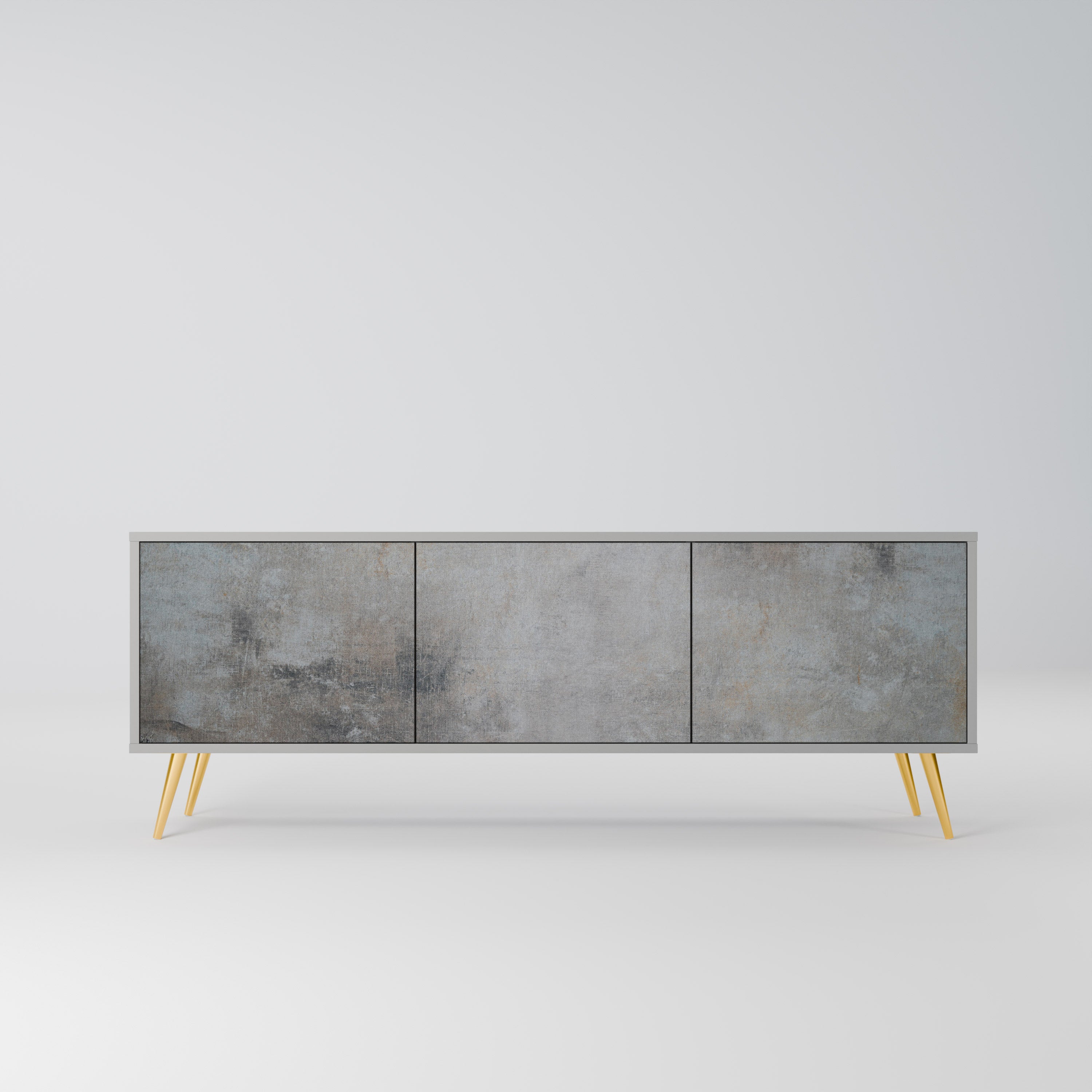 CONCRETE WALL Móvel de TV com 3 Portas em Acabamento Cinzento