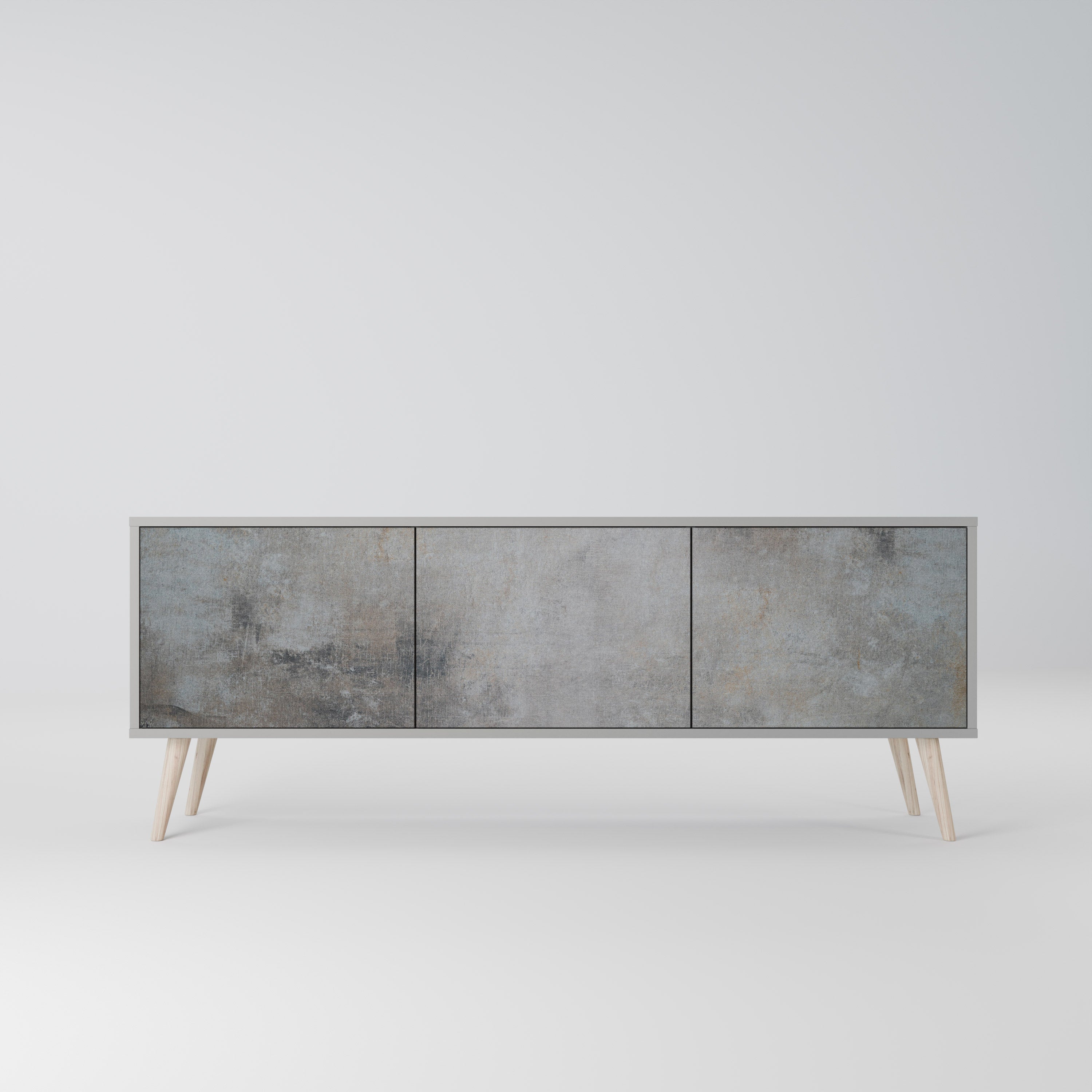 CONCRETE WALL Móvel de TV com 3 Portas em Acabamento Cinzento
