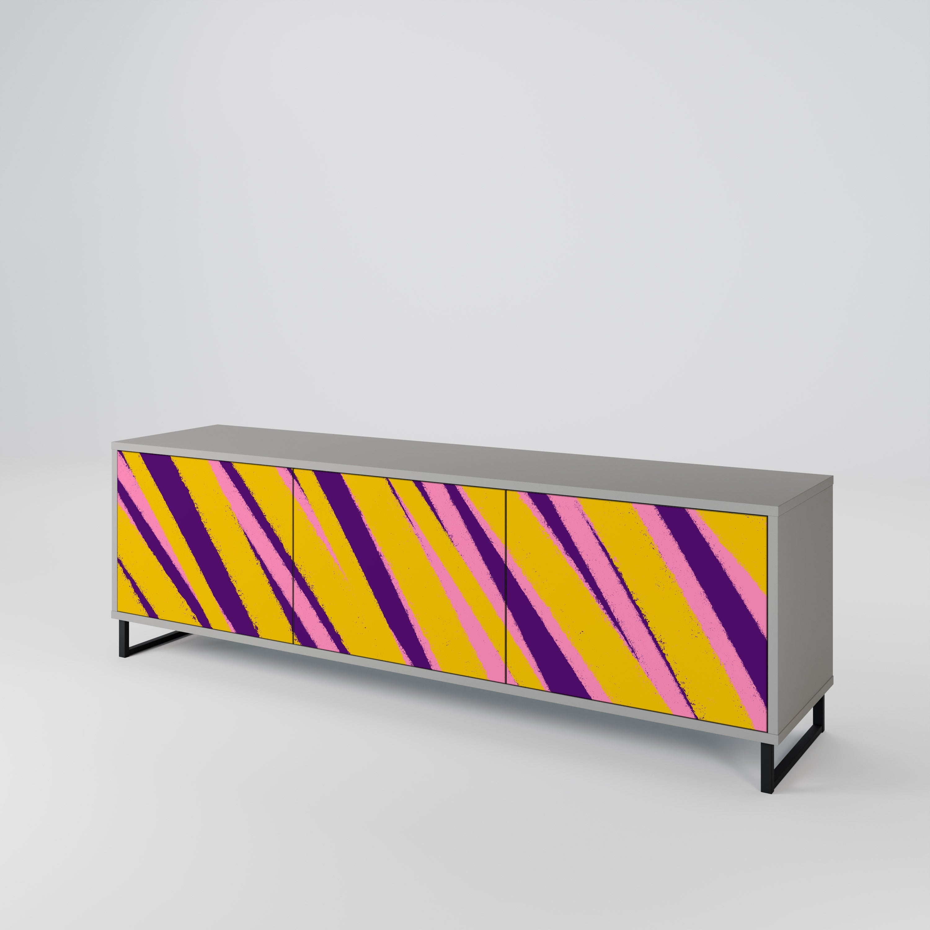 DREAMS COME TRUE Móvel de TV com 3 Portas em Acabamento Cinzento