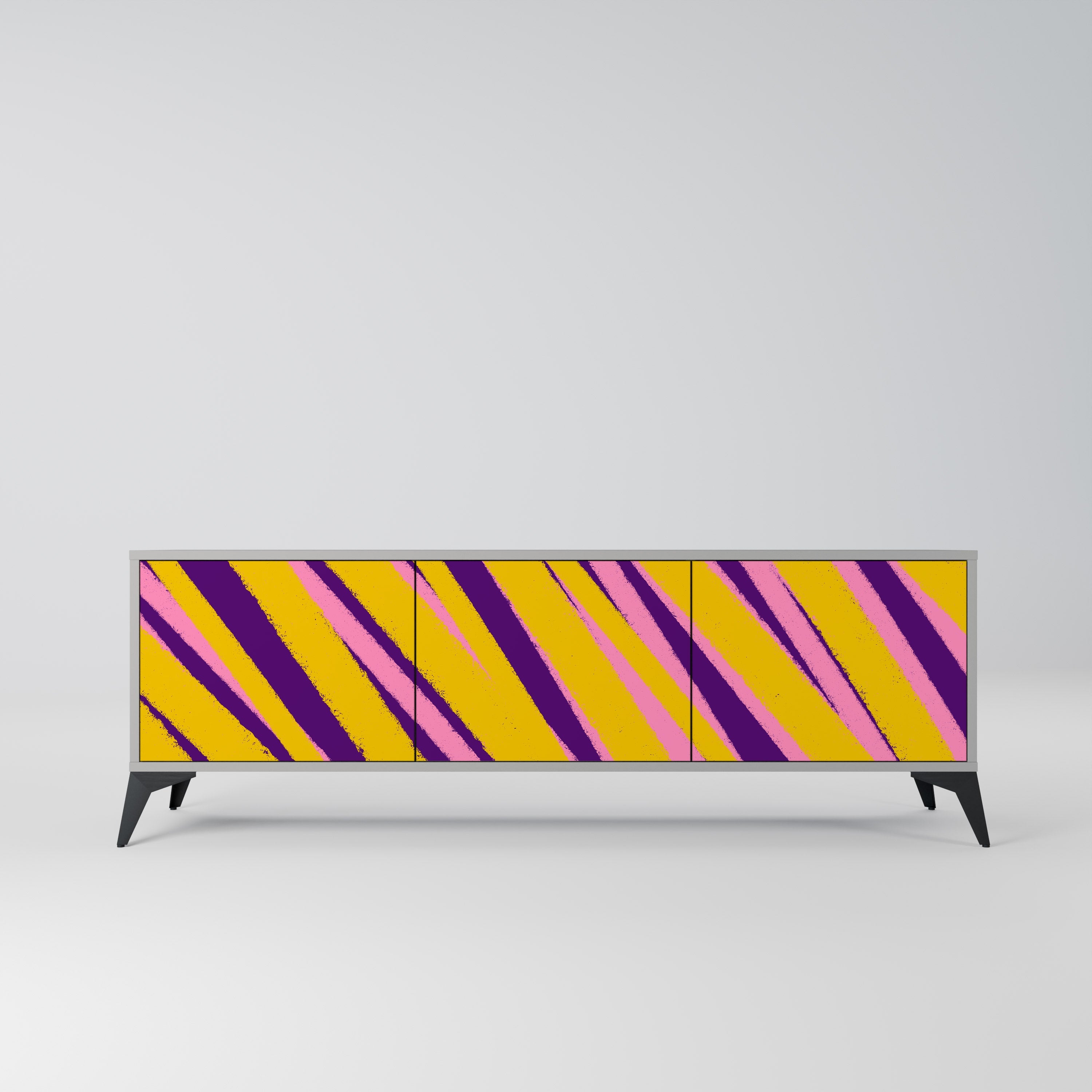 DREAMS COME TRUE Móvel de TV com 3 Portas em Acabamento Cinzento