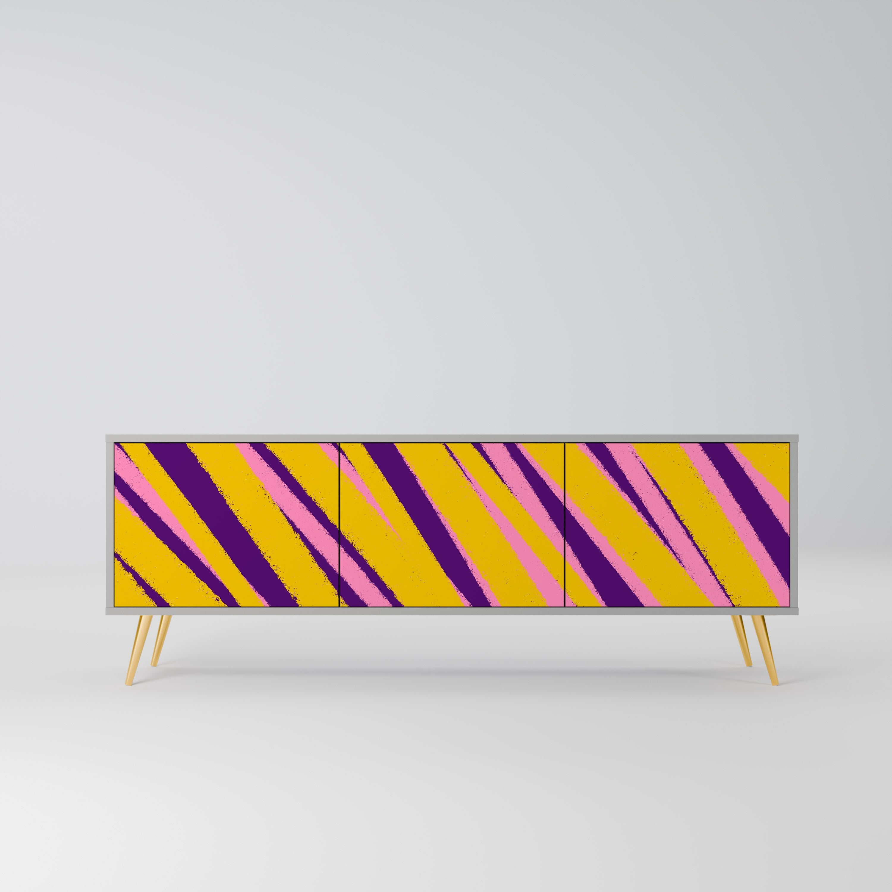 DREAMS COME TRUE Móvel de TV com 3 Portas em Acabamento Cinzento