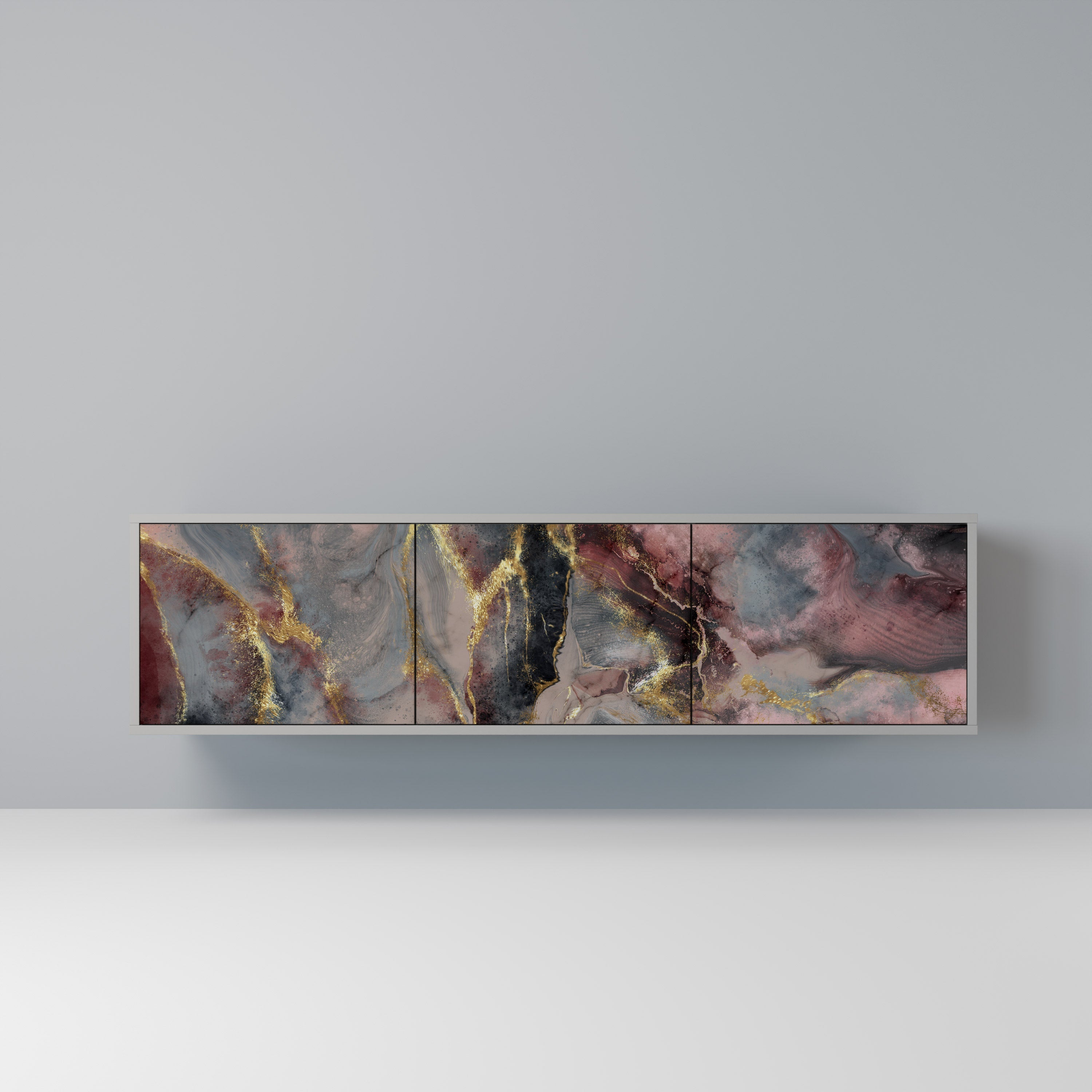 GOLDEN TIDES Móvel de TV com 3 Portas em Acabamento Cinzento