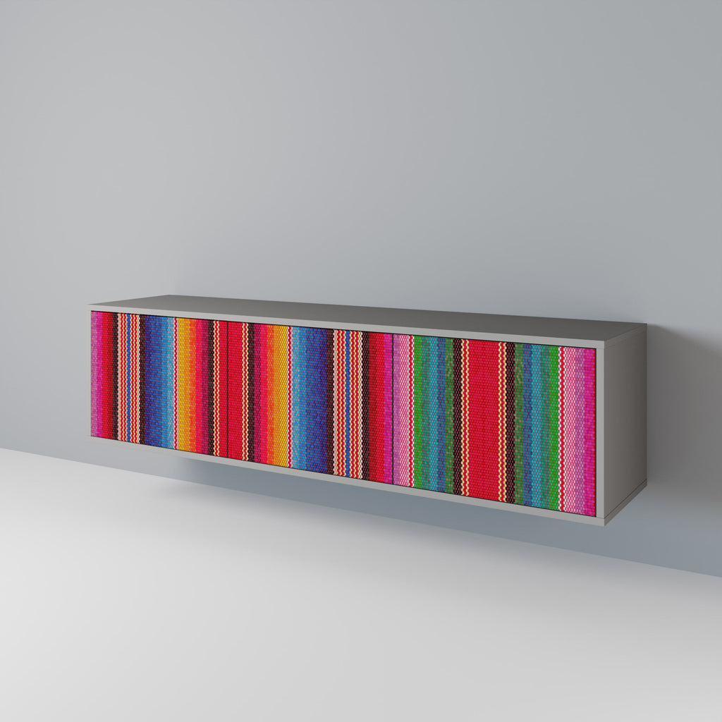 ETHNIC MEXICAN Móvel de TV com 3 Portas em Acabamento Cinzento