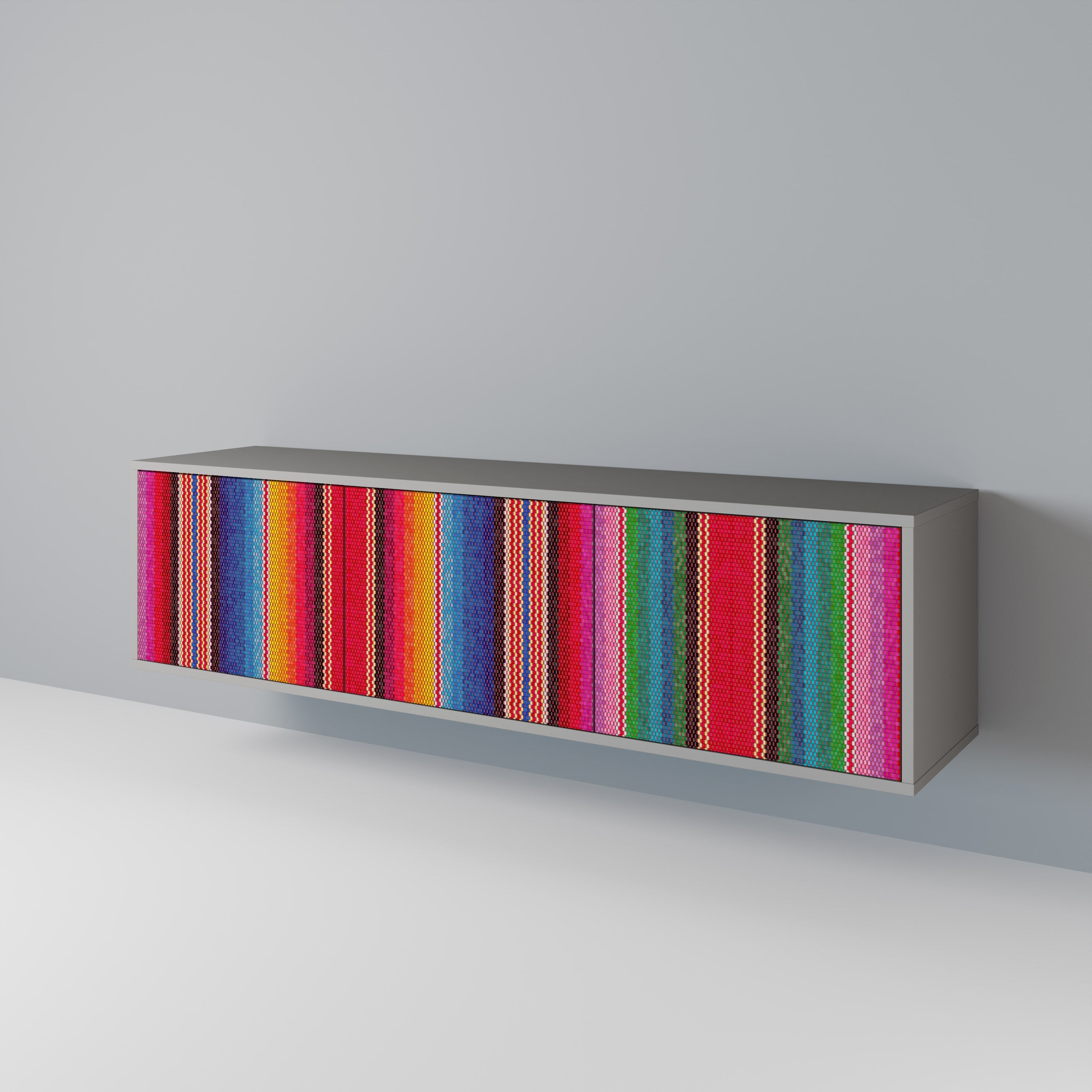 ETHNIC MEXICAN Móvel de TV com 3 Portas em Acabamento Cinzento