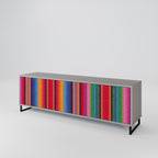 ETHNIC MEXICAN Móvel de TV com 3 Portas em Acabamento Cinzento