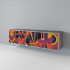 ELECTRIC PATTERNS Móvel de TV com 3 Portas em Acabamento Cinzento