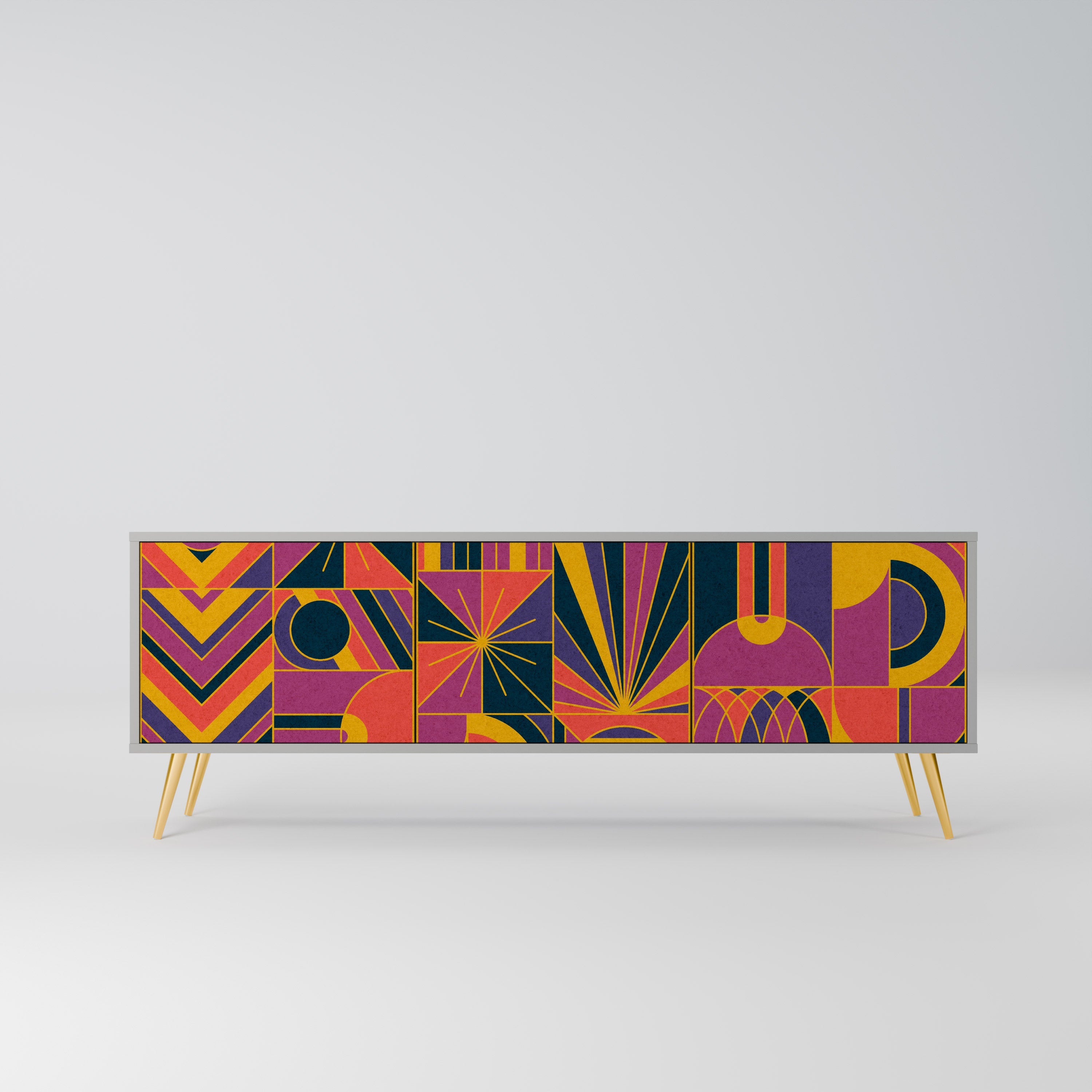 ELECTRIC PATTERNS Móvel de TV com 3 Portas em Acabamento Cinzento