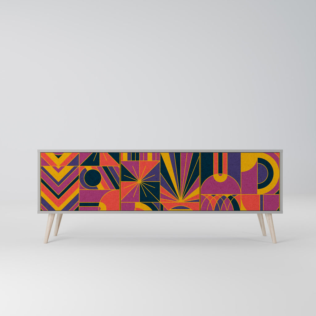 ELECTRIC PATTERNS Móvel de TV com 3 Portas em Acabamento Cinzento