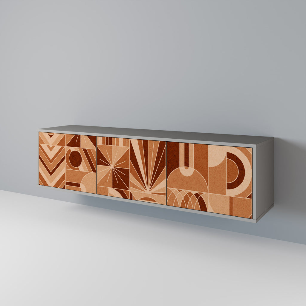 PRISM MOSAIC Móvel de TV com 3 Portas em Acabamento Cinzento