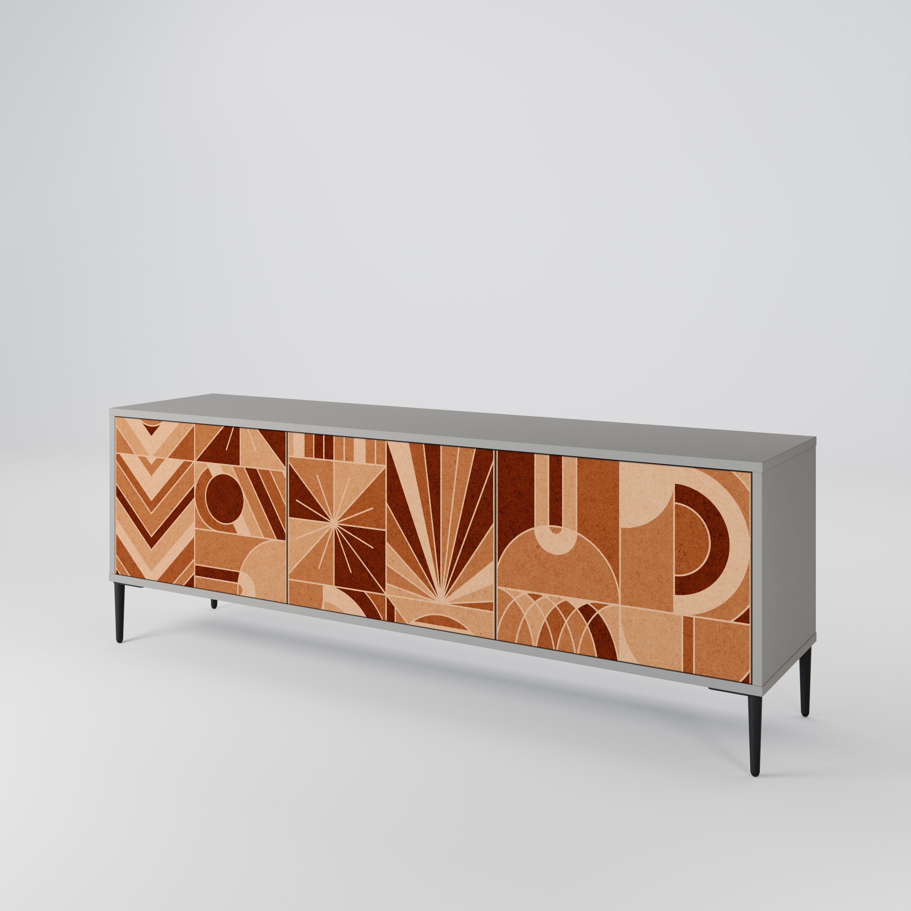 PRISM MOSAIC Móvel de TV com 3 Portas em Acabamento Cinzento