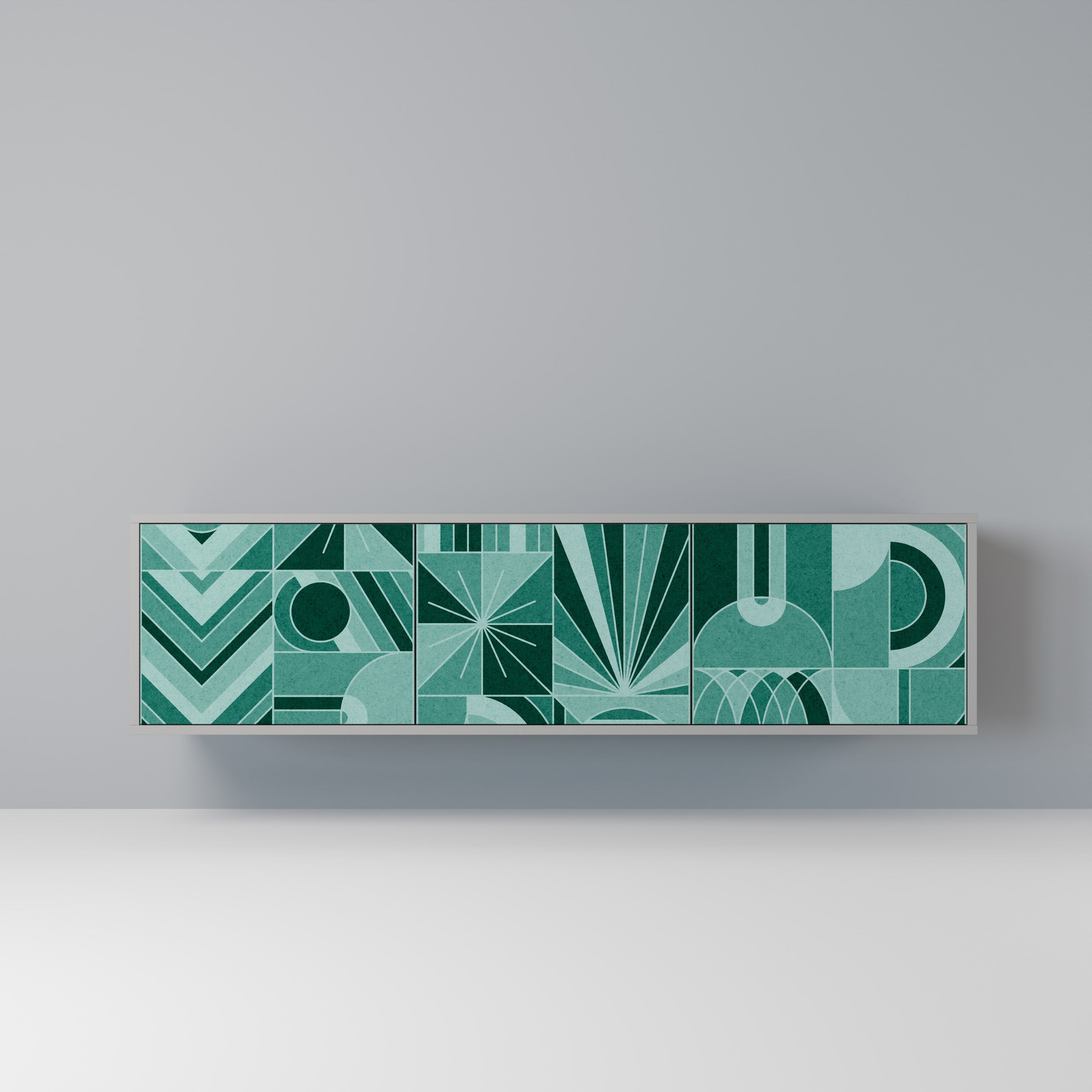 HARMONIC GRID Móvel de TV com 3 Portas em Acabamento Cinzento