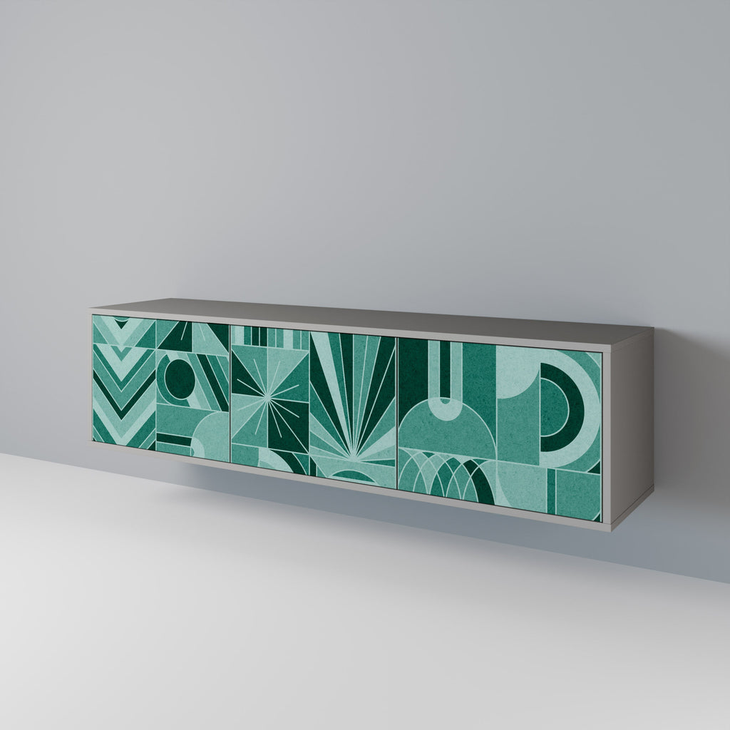 HARMONIC GRID Móvel de TV com 3 Portas em Acabamento Cinzento