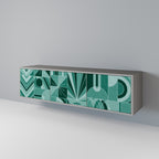 HARMONIC GRID Móvel de TV com 3 Portas em Acabamento Cinzento