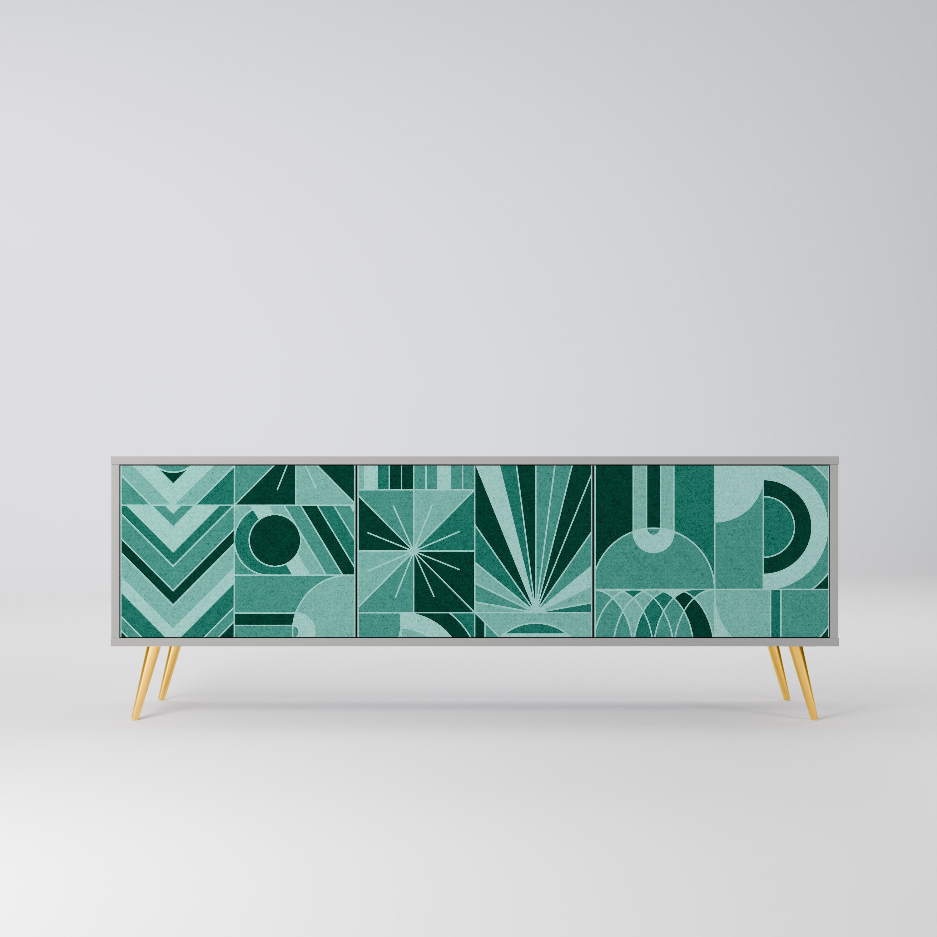 HARMONIC GRID Móvel de TV com 3 Portas em Acabamento Cinzento