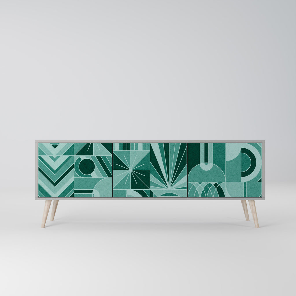 HARMONIC GRID Móvel de TV com 3 Portas em Acabamento Cinzento