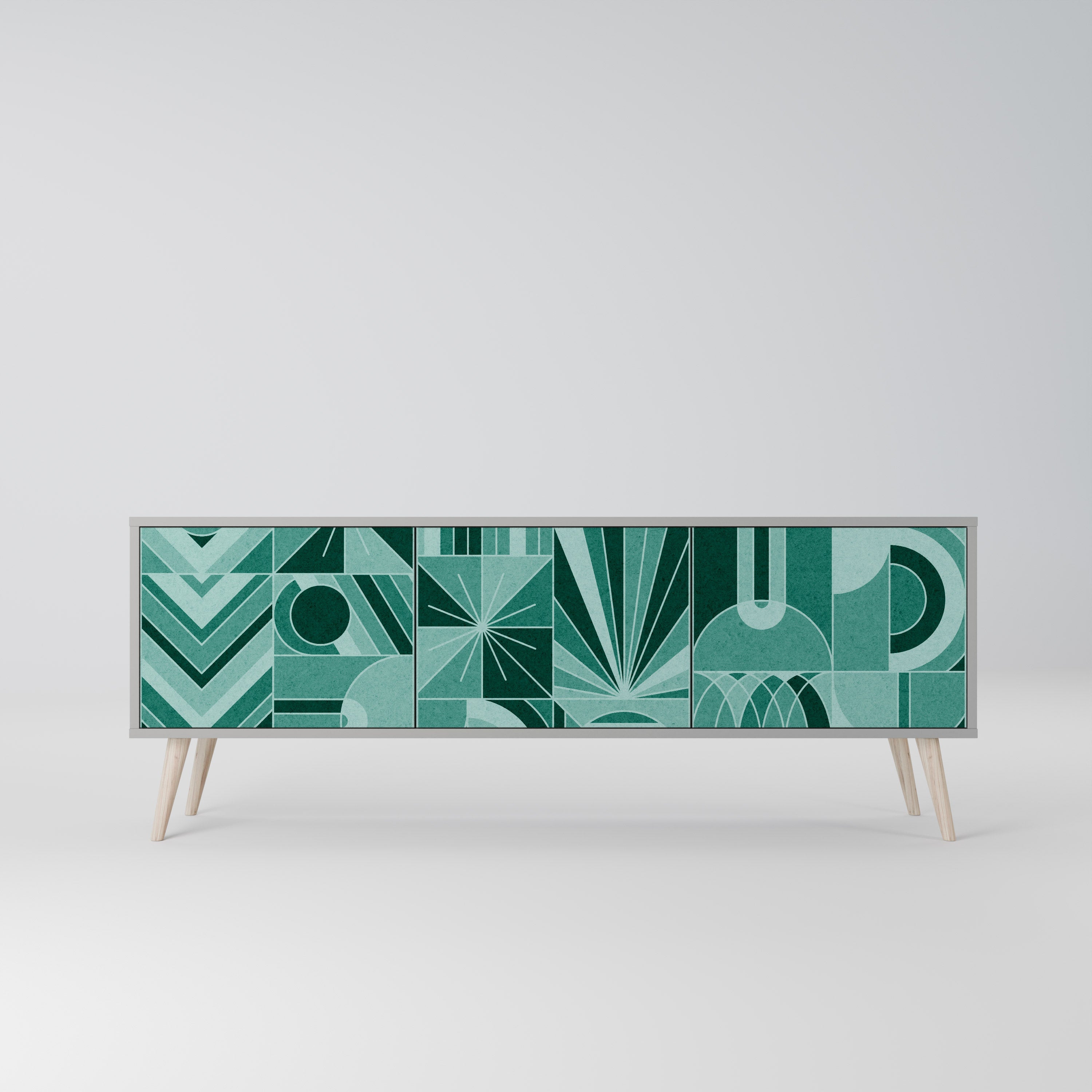 HARMONIC GRID Móvel de TV com 3 Portas em Acabamento Cinzento