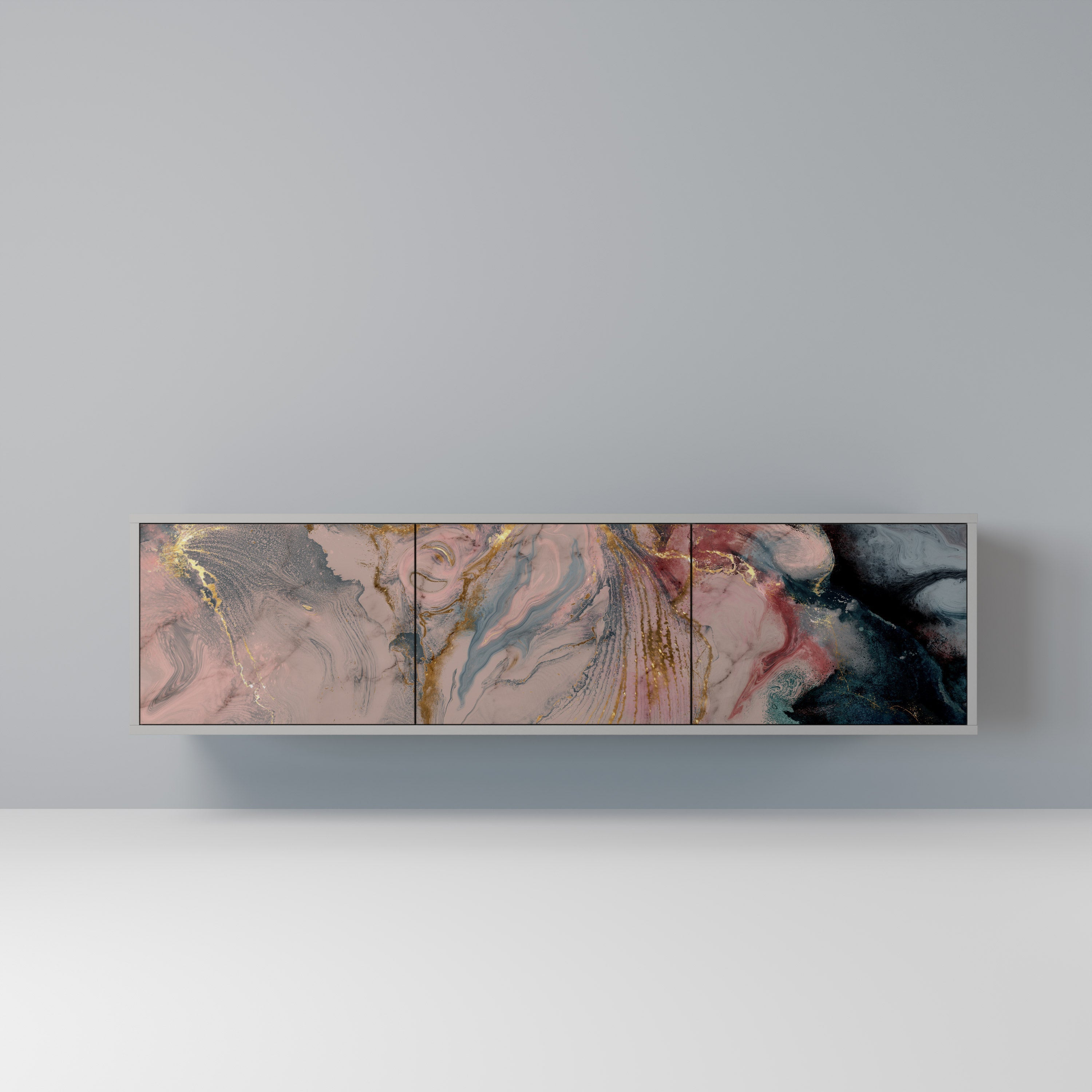 GILDED SWIRLS Móvel de TV com 3 Portas em Acabamento Cinzento