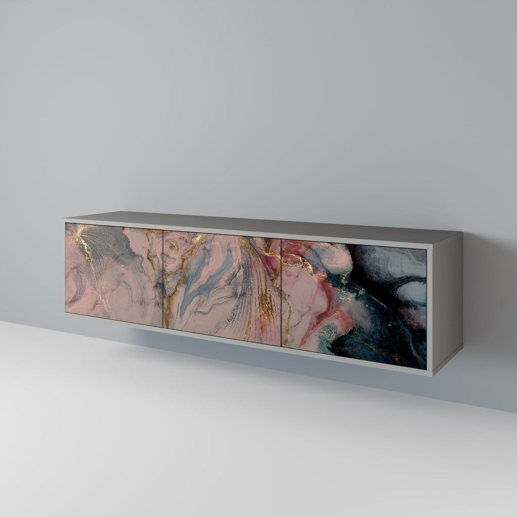 GILDED SWIRLS Móvel de TV com 3 Portas em Acabamento Cinzento