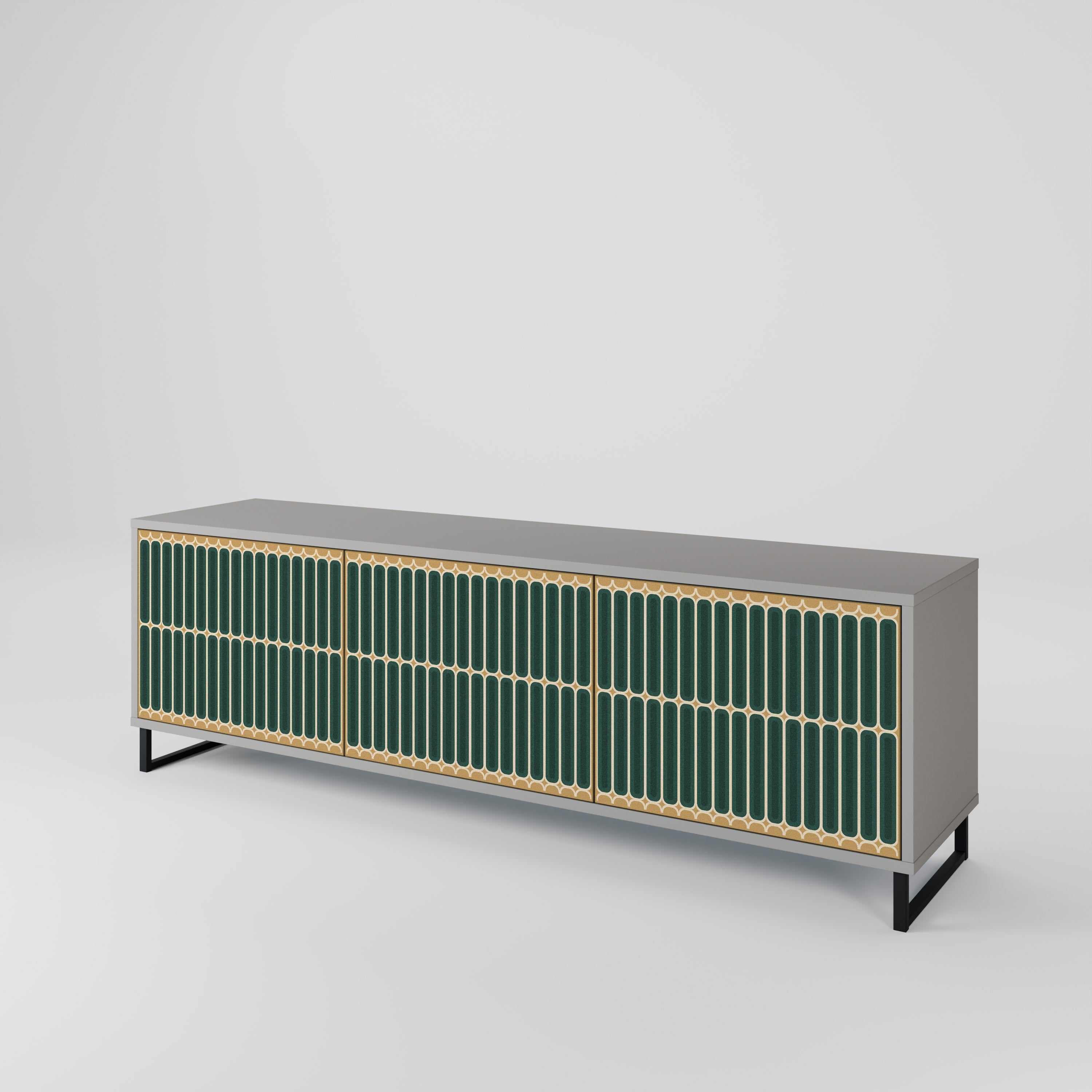 ILUSION GATE Móvel de TV com 3 Portas em Acabamento Cinzento