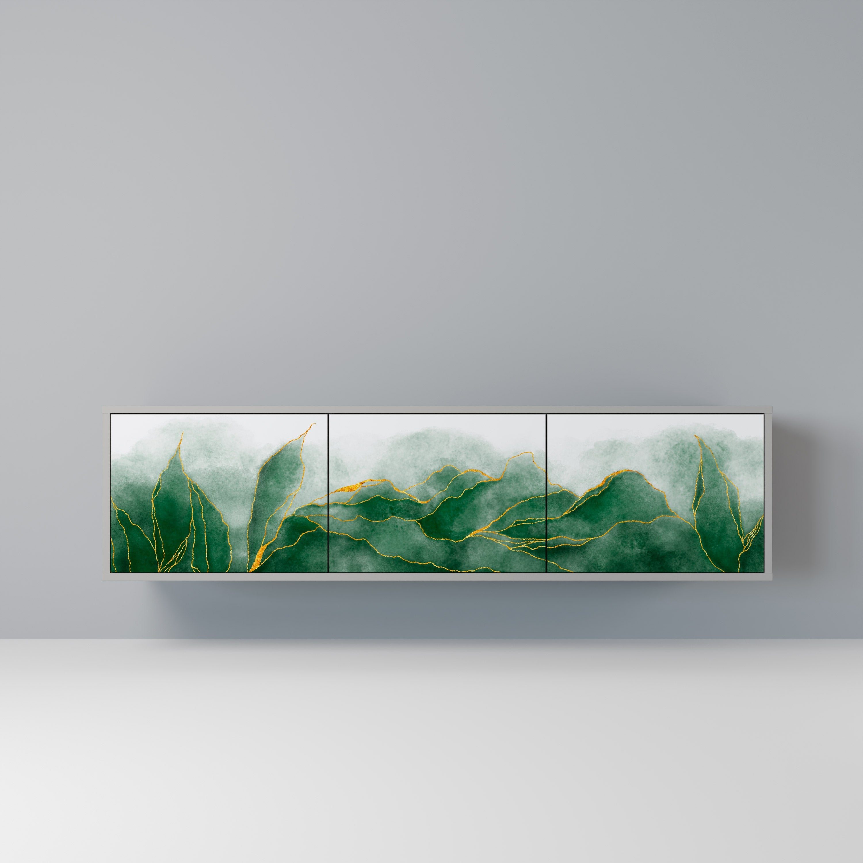 EXPENSIVE NATURE Móvel de TV com 3 Portas em Acabamento Cinzento