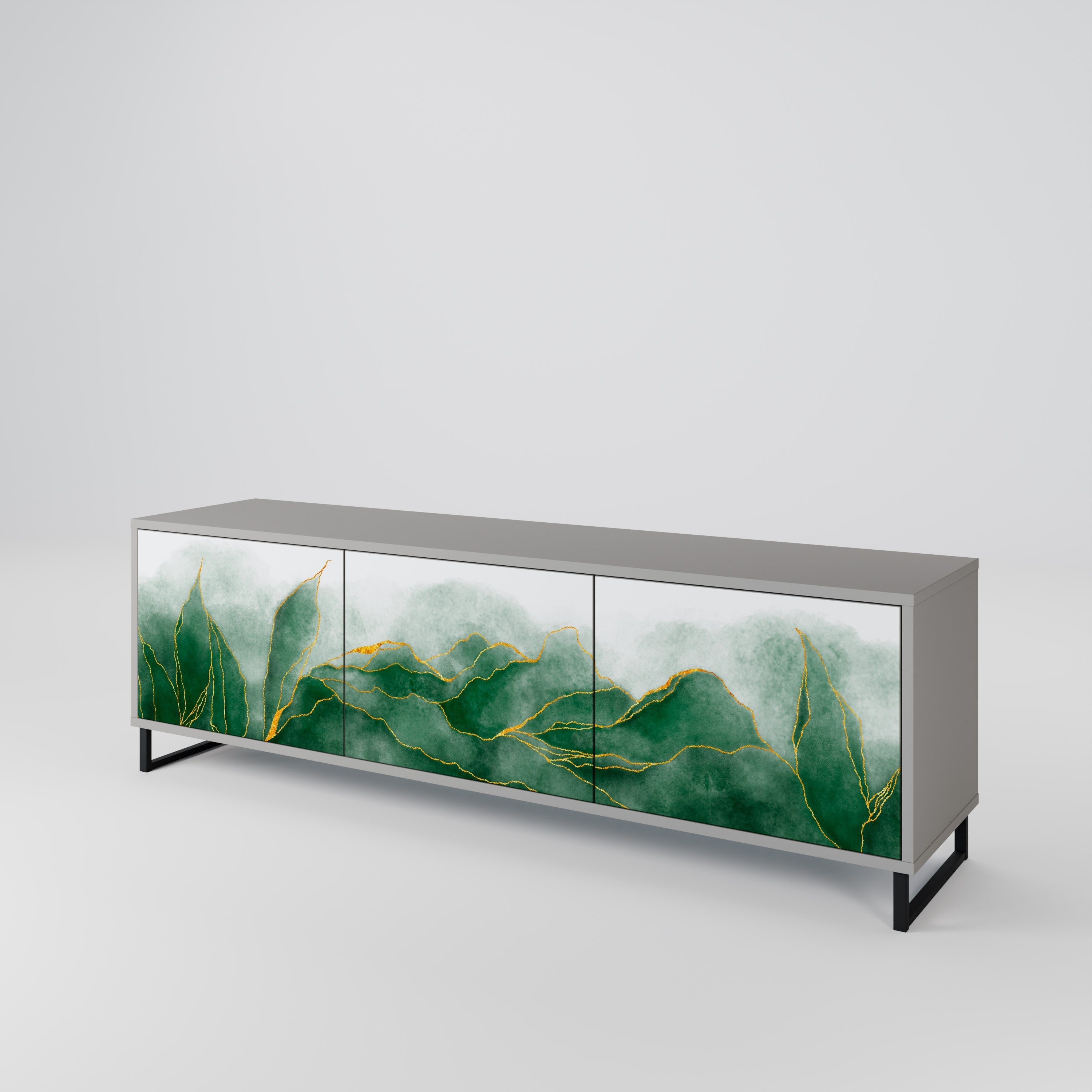 EXPENSIVE NATURE 3-Door TV Stand in Grey Finish