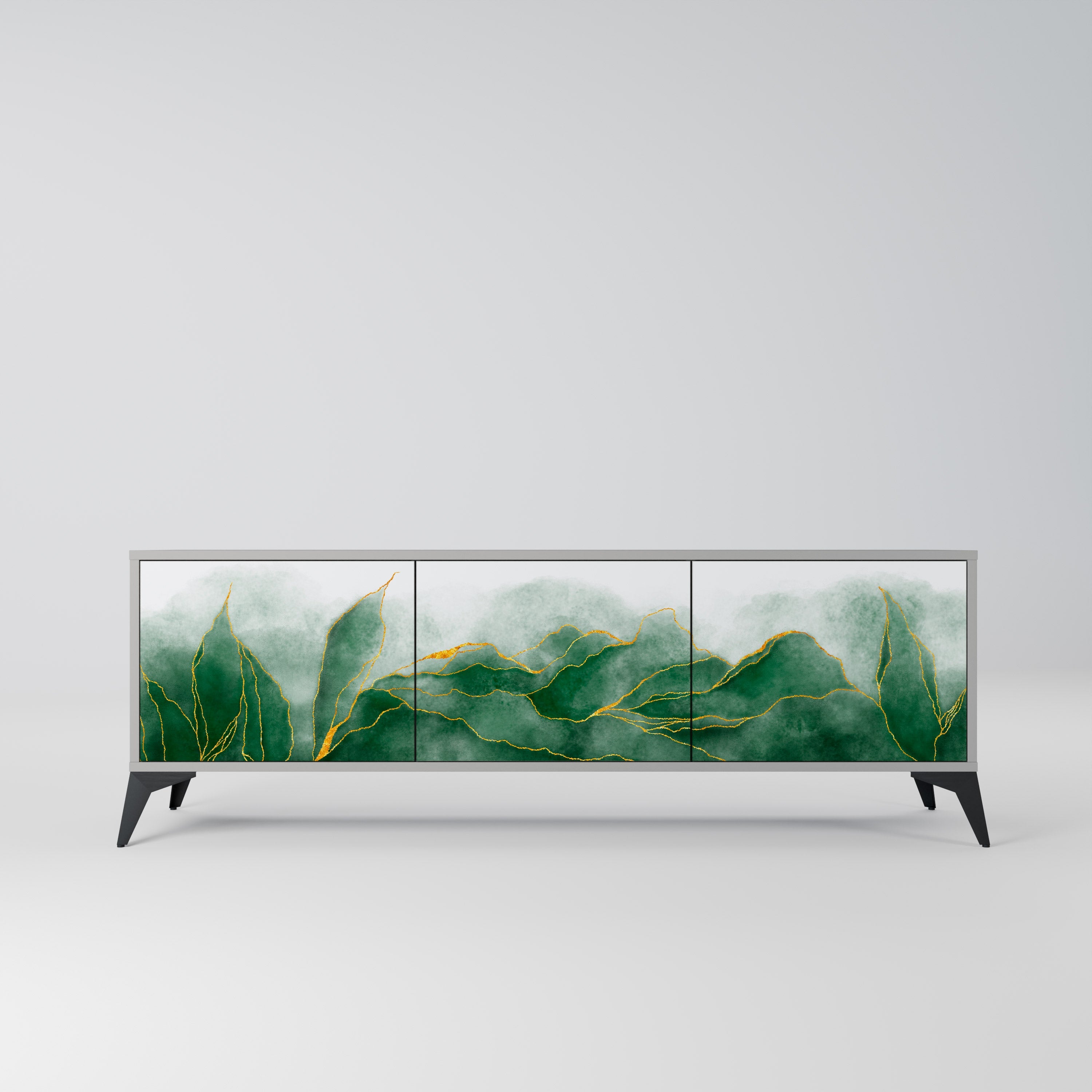 EXPENSIVE NATURE Móvel de TV com 3 Portas em Acabamento Cinzento