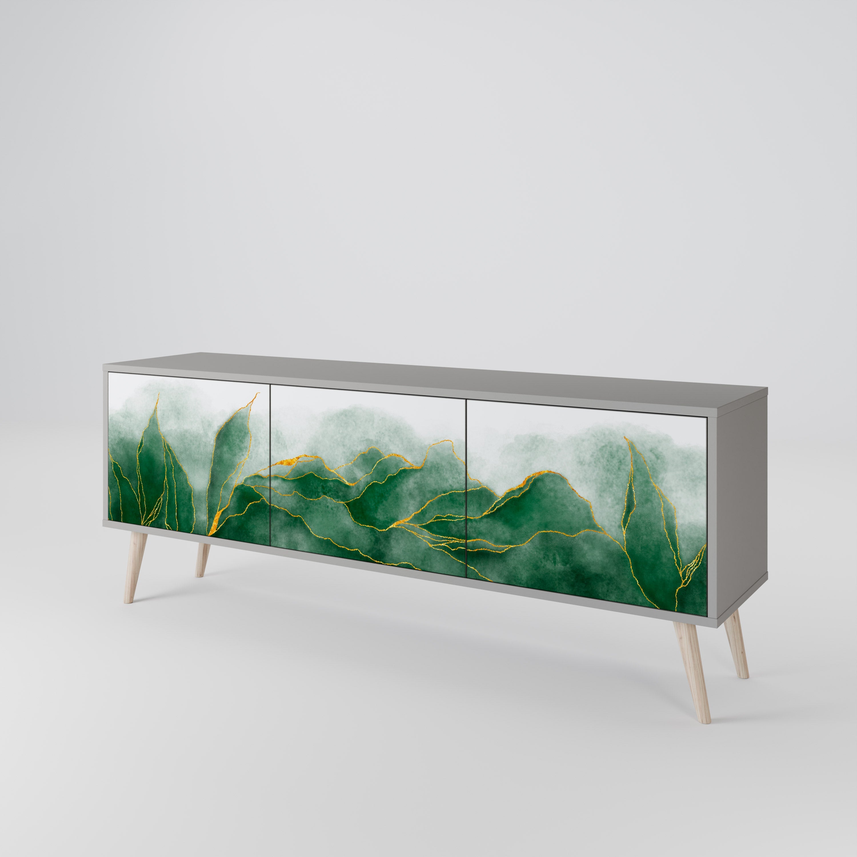 EXPENSIVE NATURE Móvel de TV com 3 Portas em Acabamento Cinzento