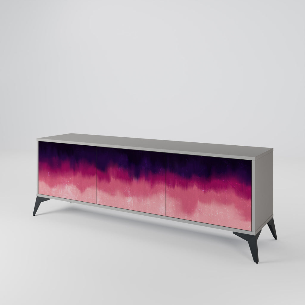 AURORA BOREALIS 3-Door TV Stand in Grey Finish