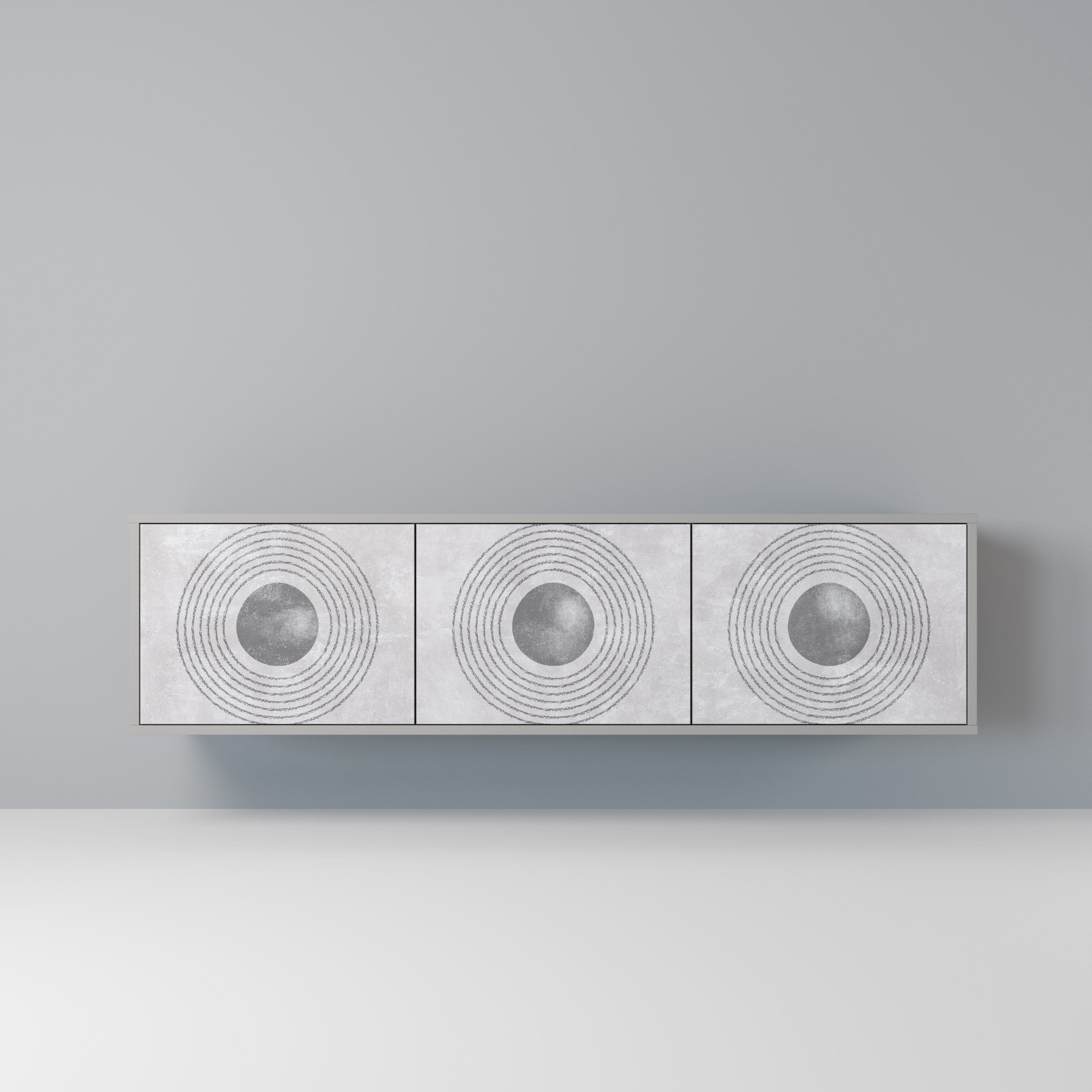 SOLID CIRCLES Móvel de TV com 3 Portas em Acabamento Cinzento