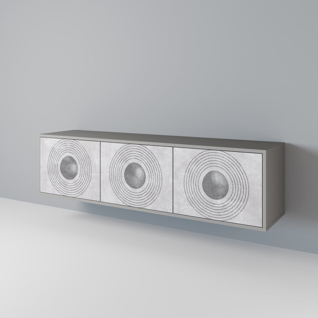 SOLID CIRCLES Móvel de TV com 3 Portas em Acabamento Cinzento