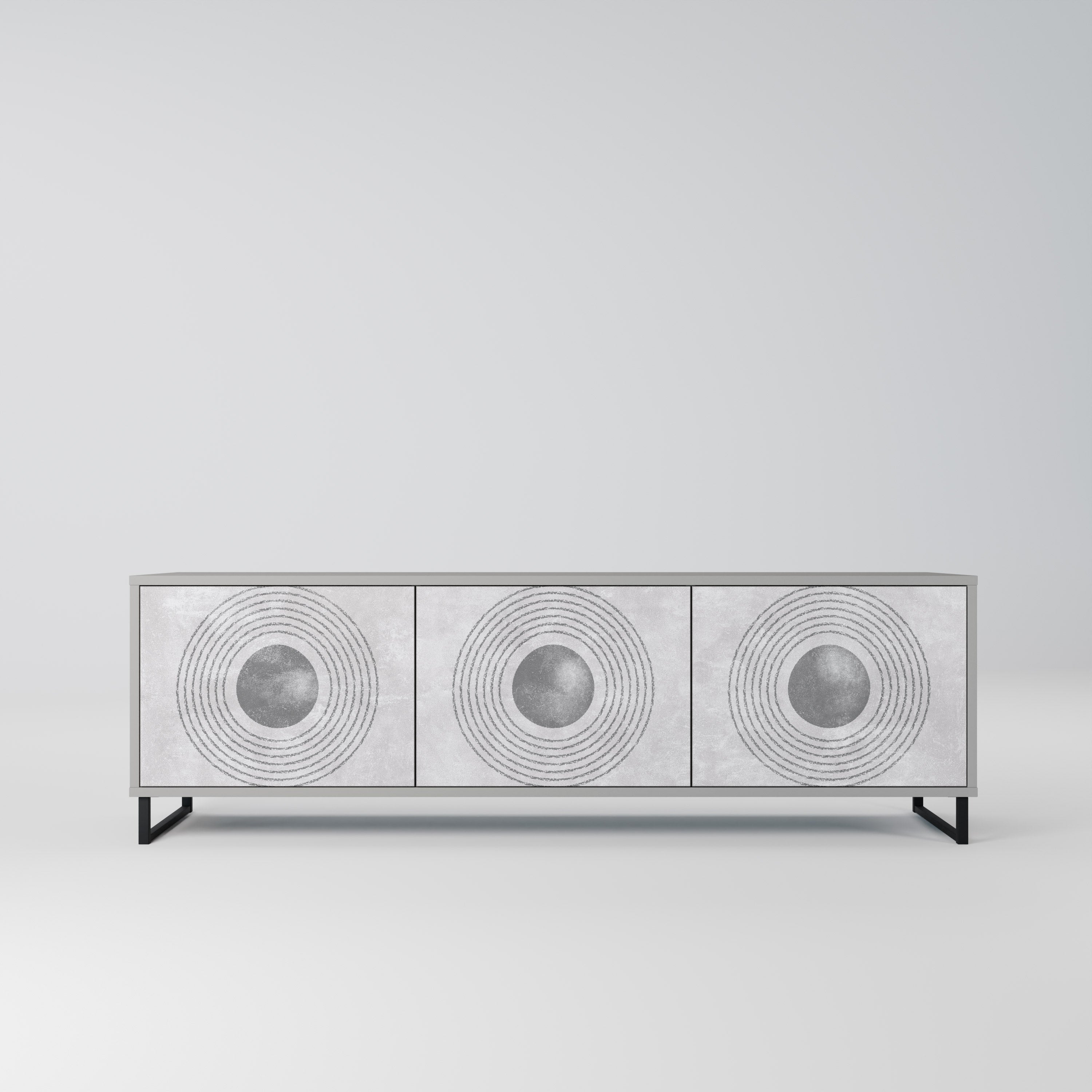 SOLID CIRCLES Móvel de TV com 3 Portas em Acabamento Cinzento