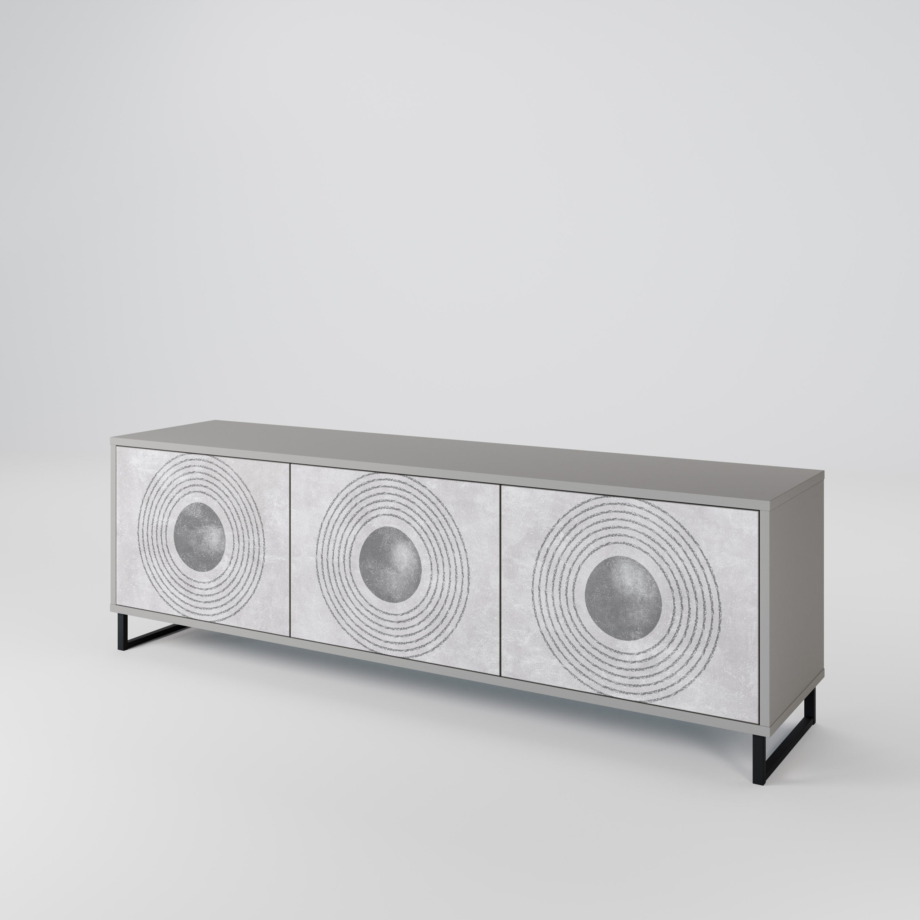 SOLID CIRCLES Móvel de TV com 3 Portas em Acabamento Cinzento