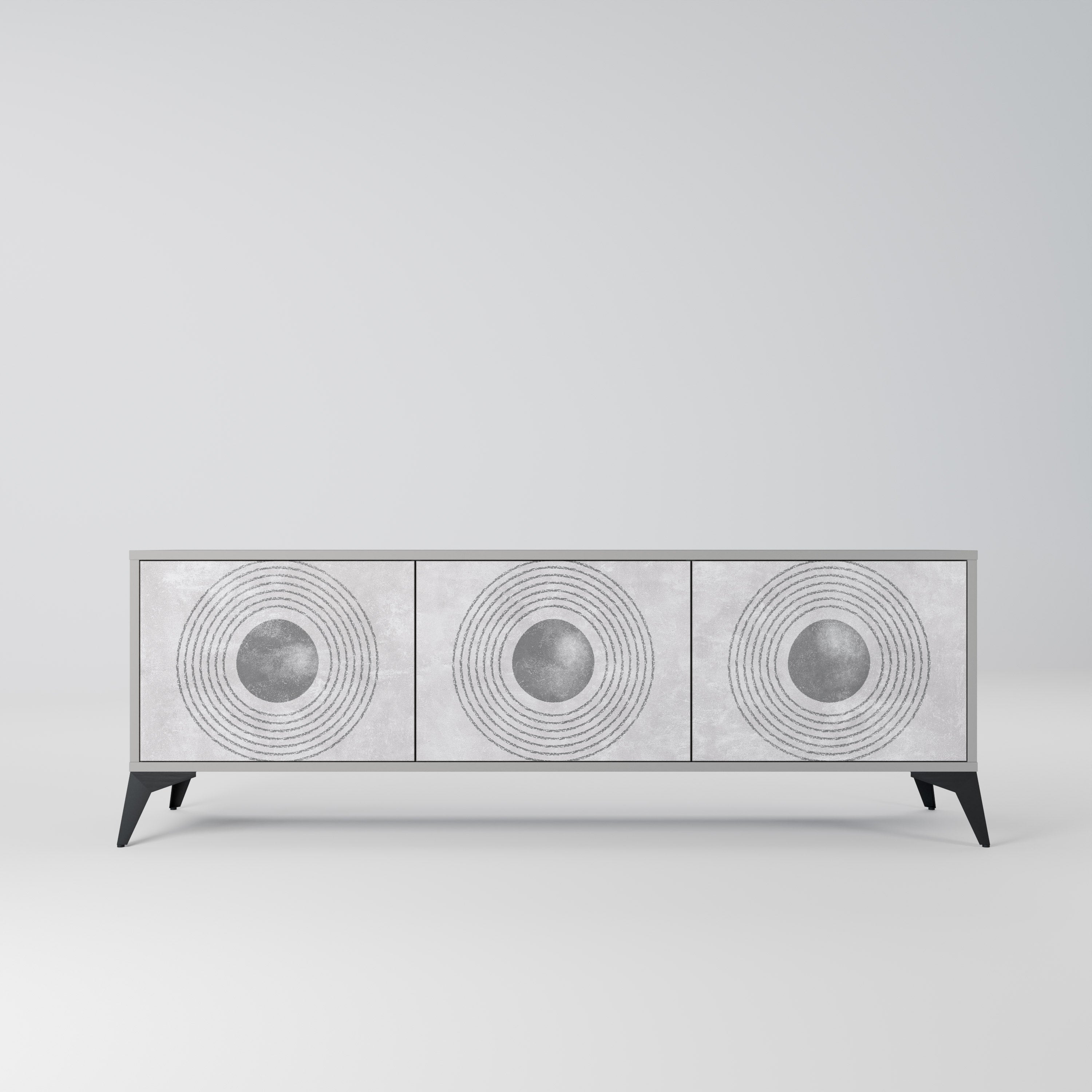SOLID CIRCLES Móvel de TV com 3 Portas em Acabamento Cinzento