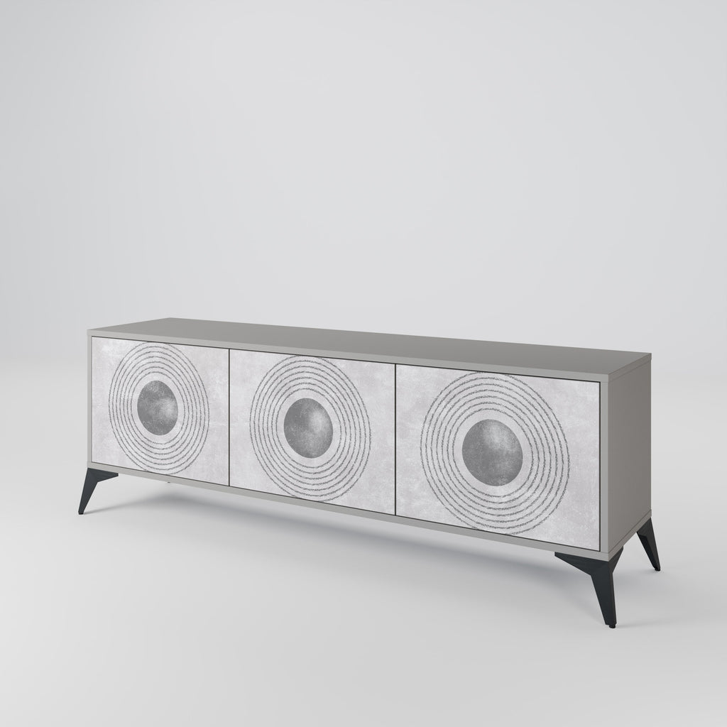 SOLID CIRCLES Móvel de TV com 3 Portas em Acabamento Cinzento