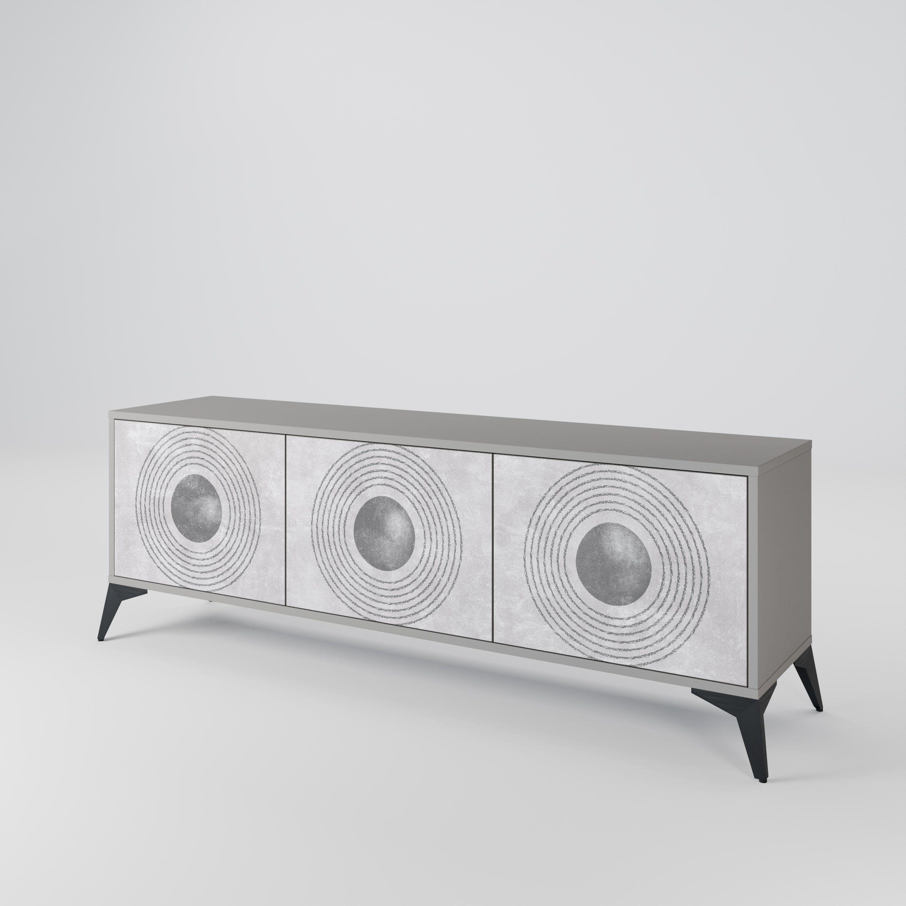 SOLID CIRCLES Móvel de TV com 3 Portas em Acabamento Cinzento